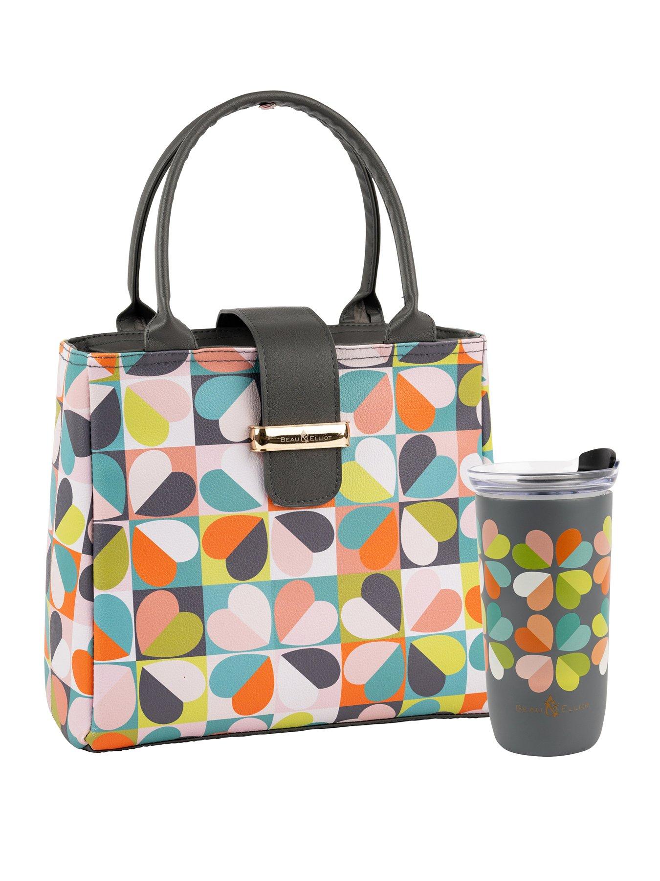 Image 1 of 5 of BEAU & ELLIOT Carnaby Bloom - Luxury Insulated Lunch Handbag and 400ml Insulated Travel Mug Bundle (Bloom Heart &amp; Flower)