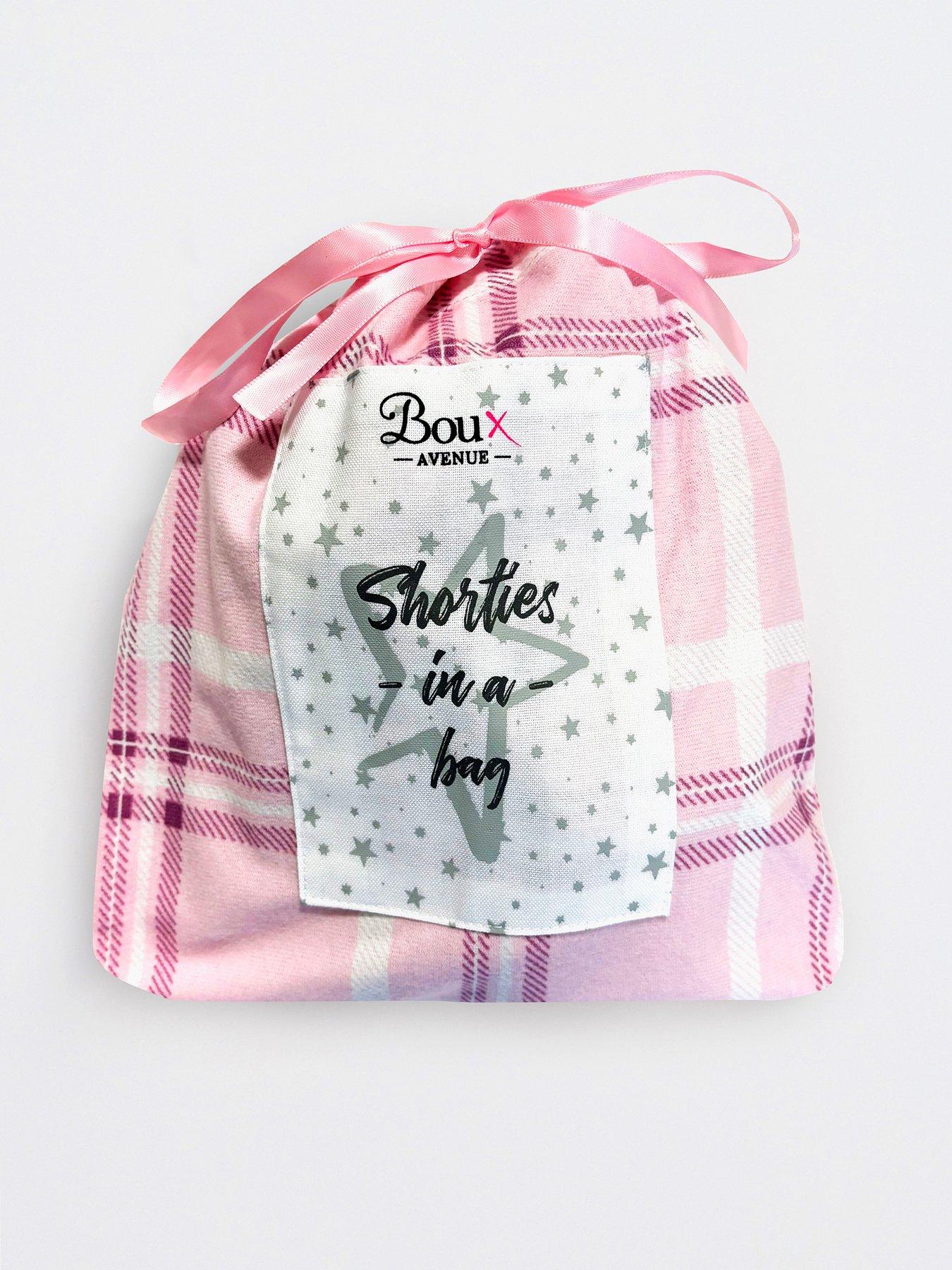  image of boux-avenue-check-fleece-shortie-in-a-bag-pink