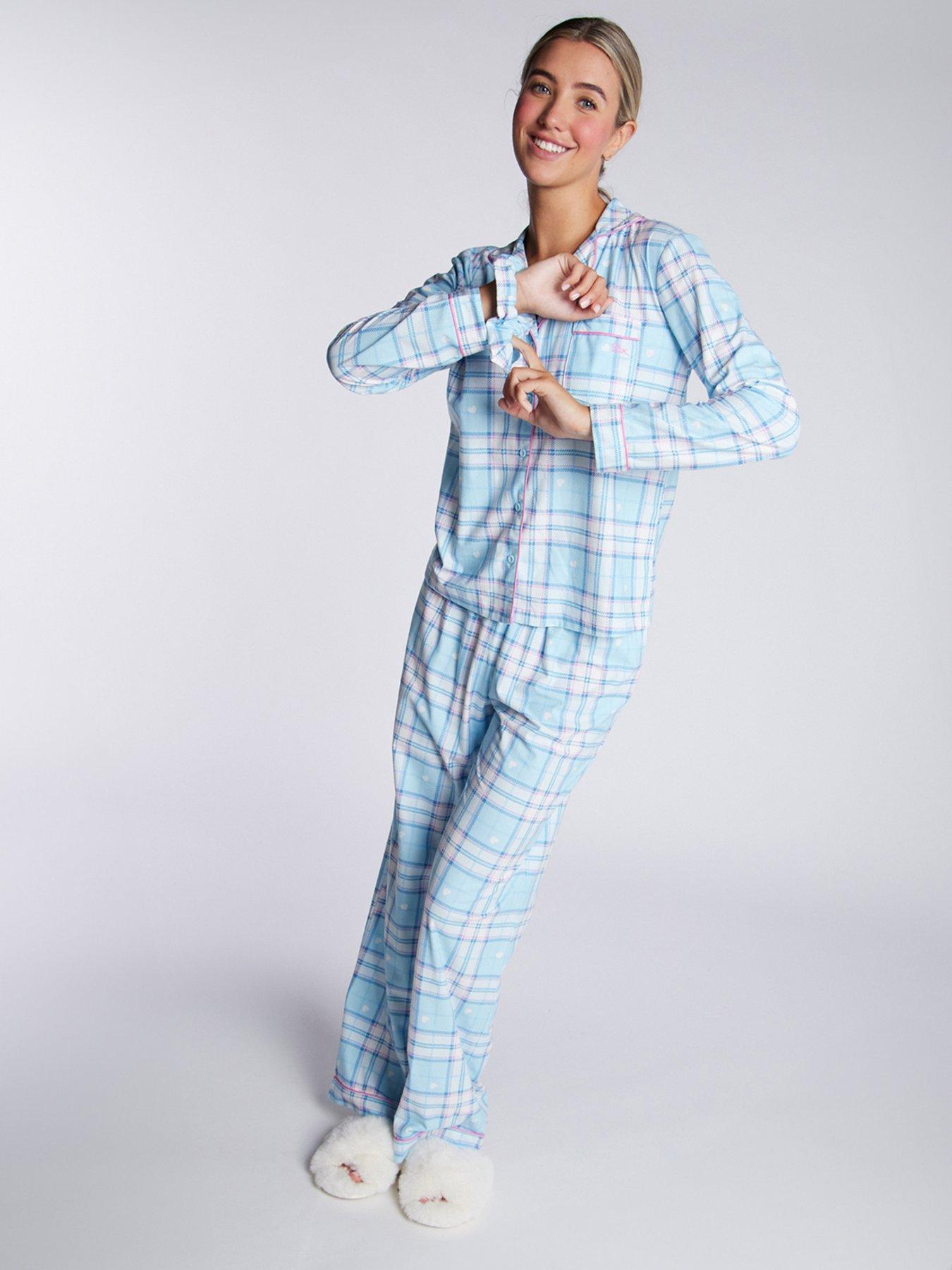 Boux Avenue Heart Check Fleece Pj In A Big - Blue