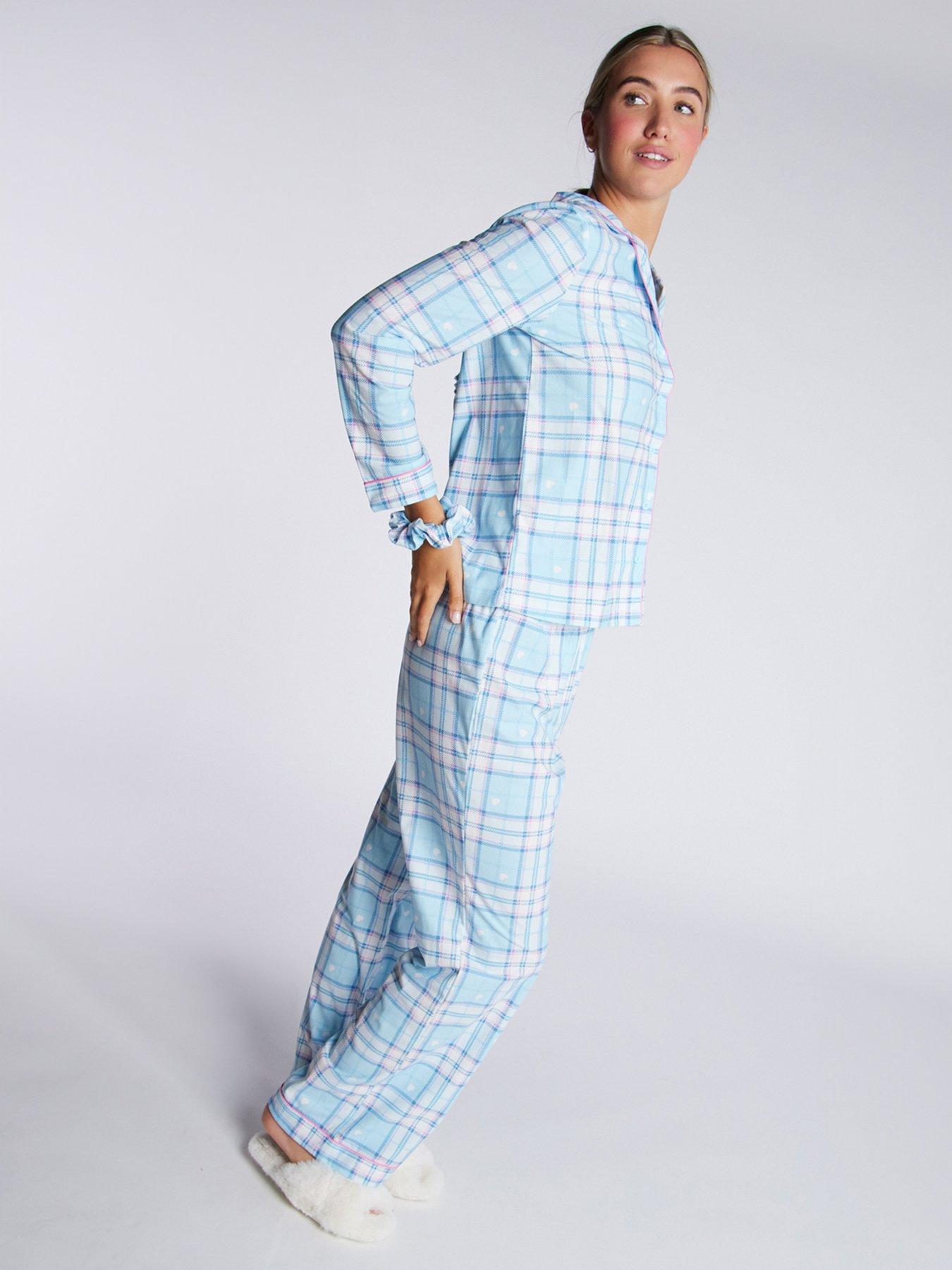  image of boux-avenue-heart-check-fleece-pj-in-a-big-blue