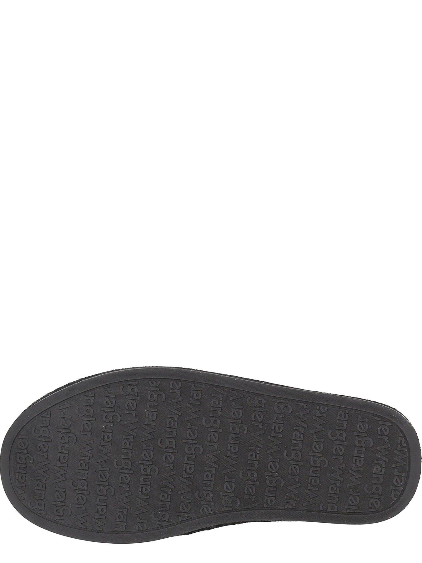  image of wrangler-sherpa-lined-check-moccasin-slippers-navy