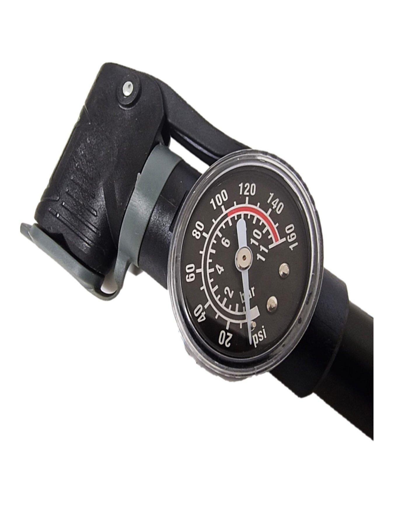 Image 2 of 7 of AWE AweForce 100 PSI Alloy Mini Bicycle Pump,&nbsp;Fixed Head SV/PV with Super Large 4cm Gauge