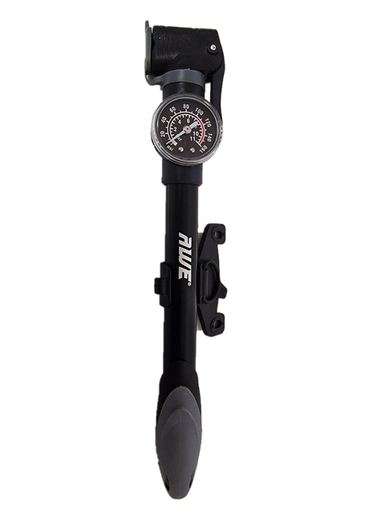 Image 5 of 7 of AWE AweForce 100 PSI Alloy Mini Bicycle Pump,&nbsp;Fixed Head SV/PV with Super Large 4cm Gauge