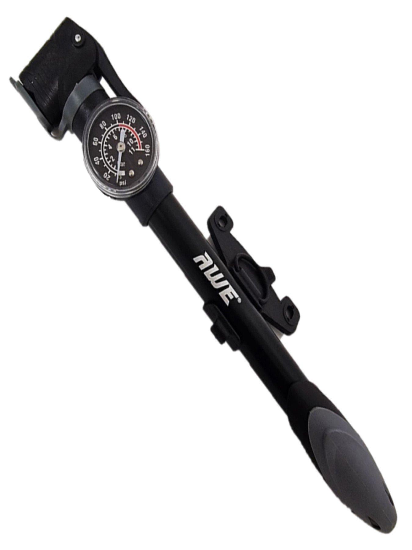 Image 7 of 7 of AWE AweForce 100 PSI Alloy Mini Bicycle Pump,&nbsp;Fixed Head SV/PV with Super Large 4cm Gauge