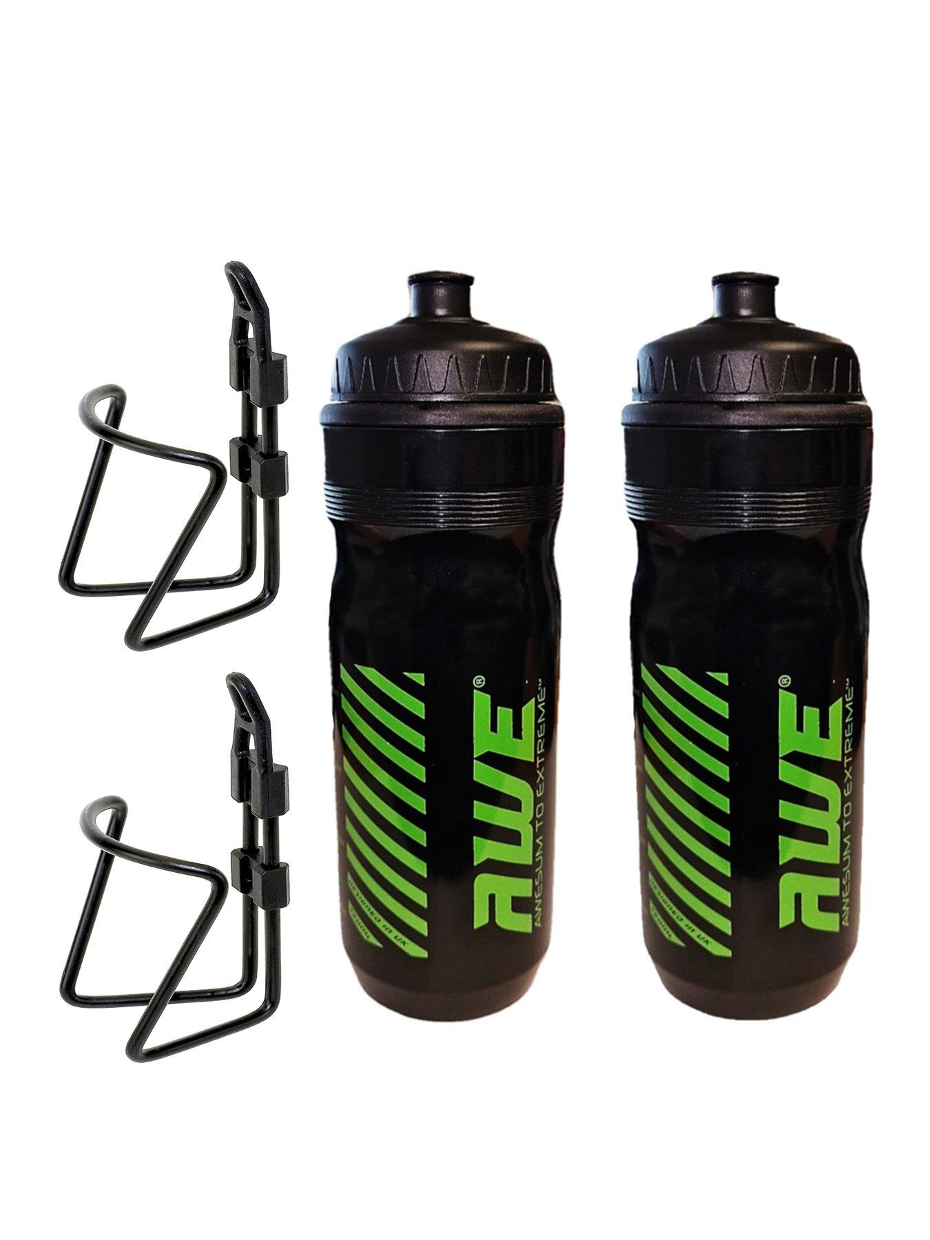 undefined 750ml Bottle Black and Green with 5mm Alloy Cage Twin Set