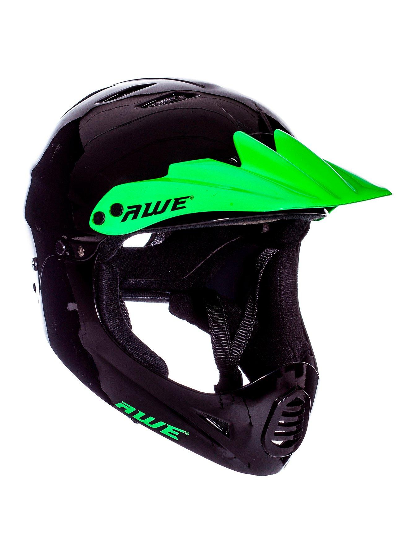 undefined Junior 16+ /Adult BMX/Bike Full Face Helmet 56 - 58cm Black/Green Visor