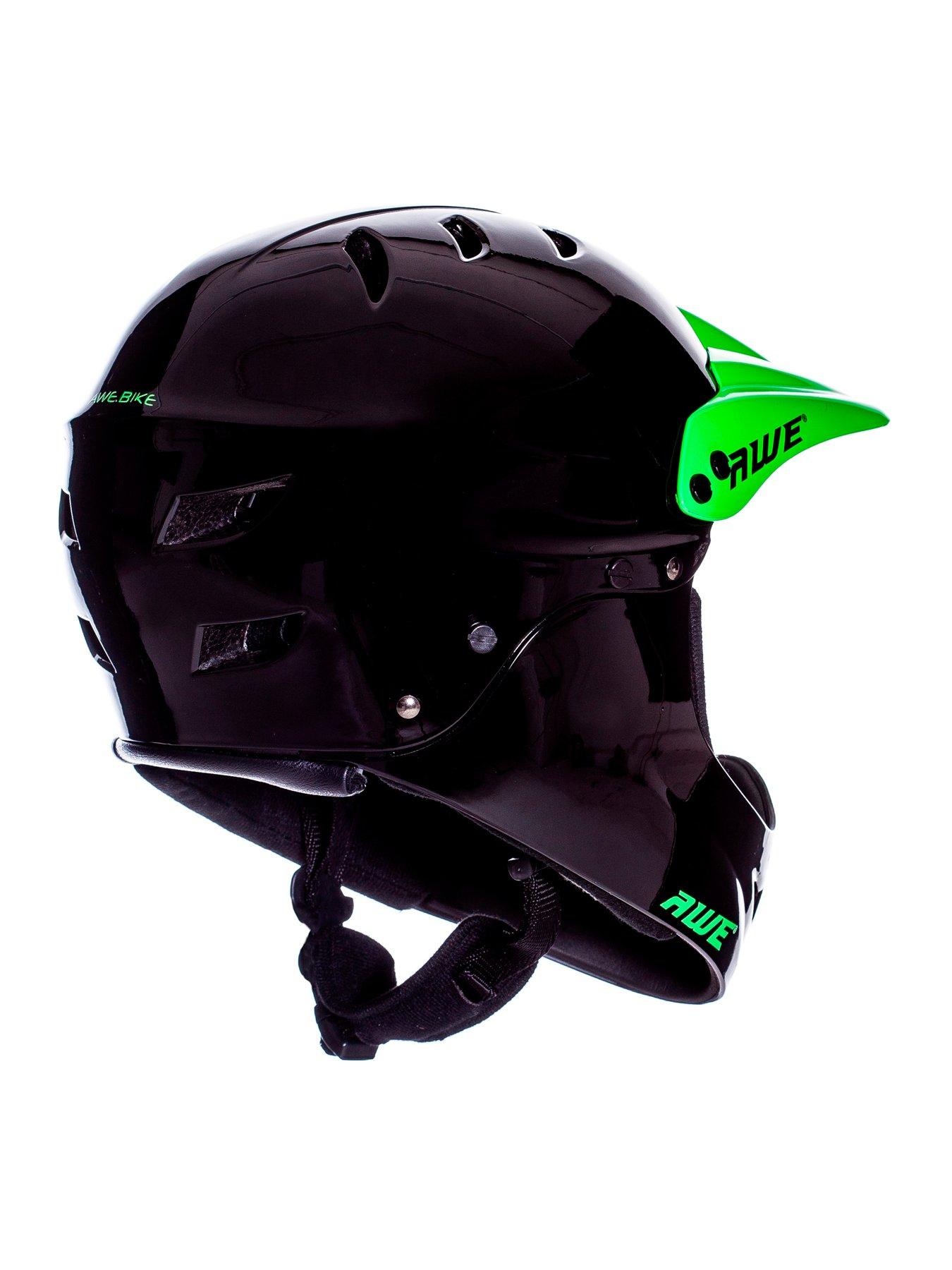  image of awe-junior-16-adultnbspbike-full-face-helmet-blackgreen-visor