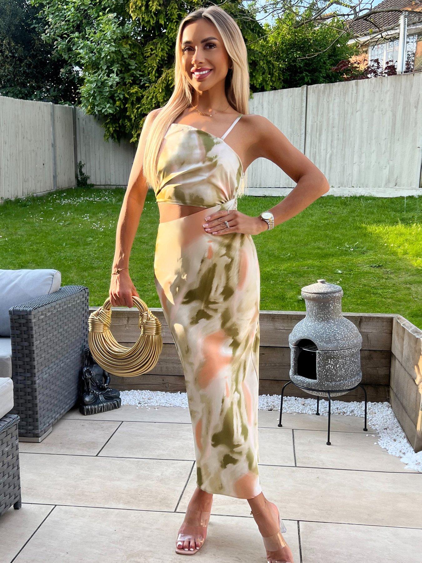 undefined Cut Out Water Colour Print Dress - Multi