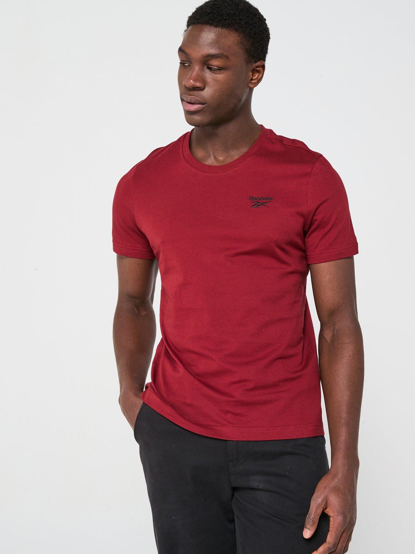  image of reebok-mens-identity-small-logo-tee-dark-red