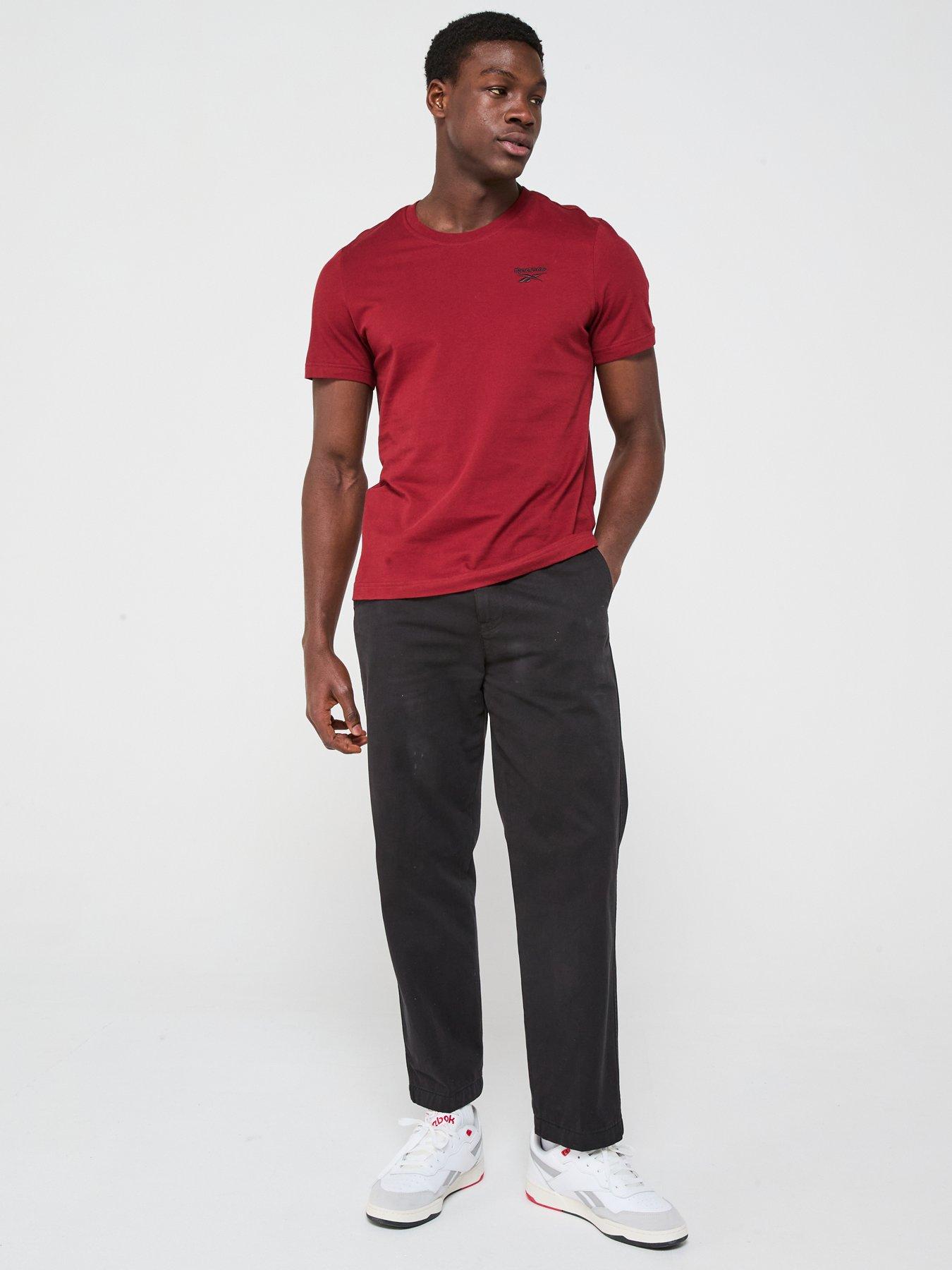  image of reebok-mens-identity-small-logo-tee-dark-red