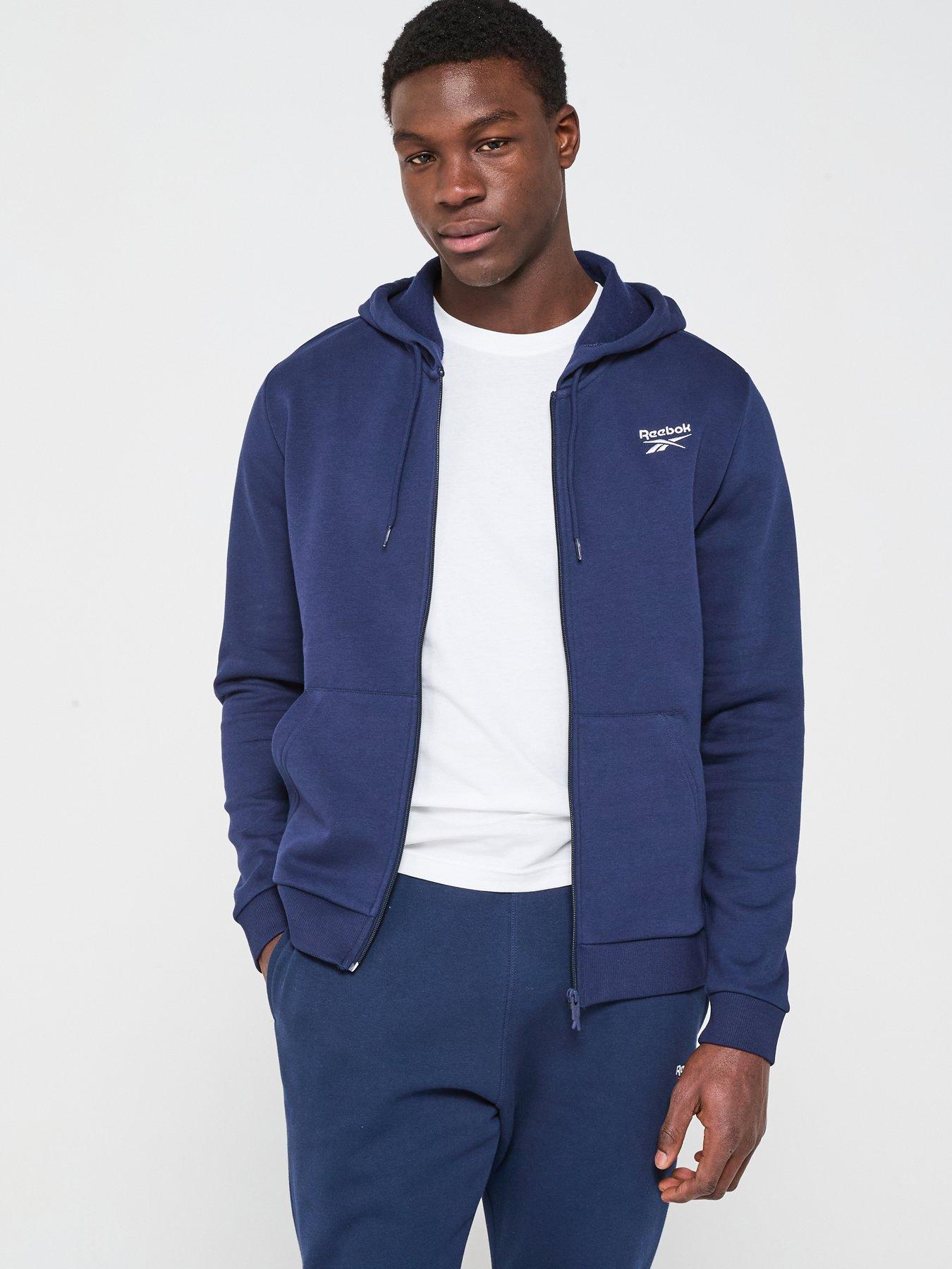 Reebok Men's Identity Small Logo Fleece Full-Zip Hoodie - Navy
