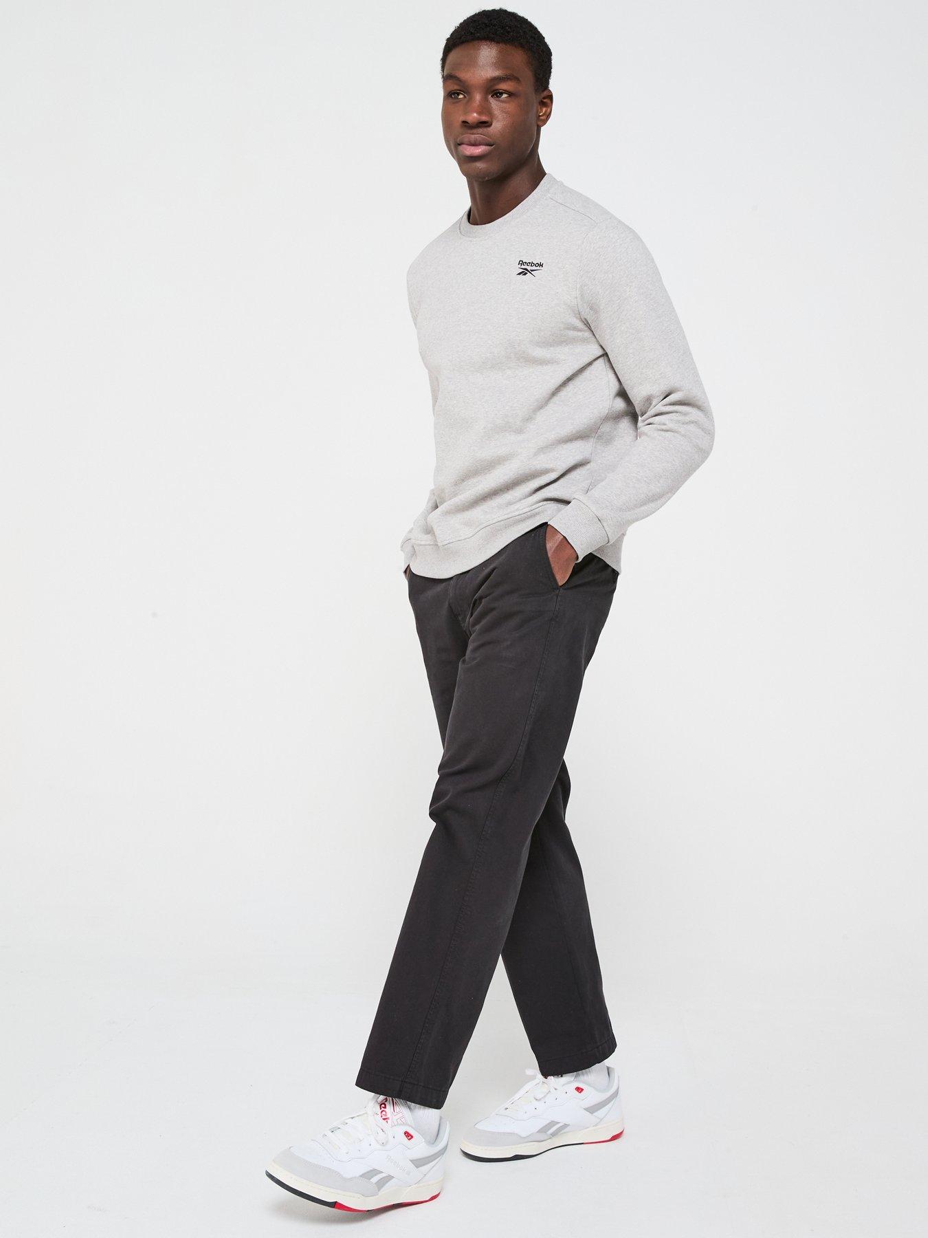  image of reebok-mens-identity-small-logo-fleece-sweatshirt-grey