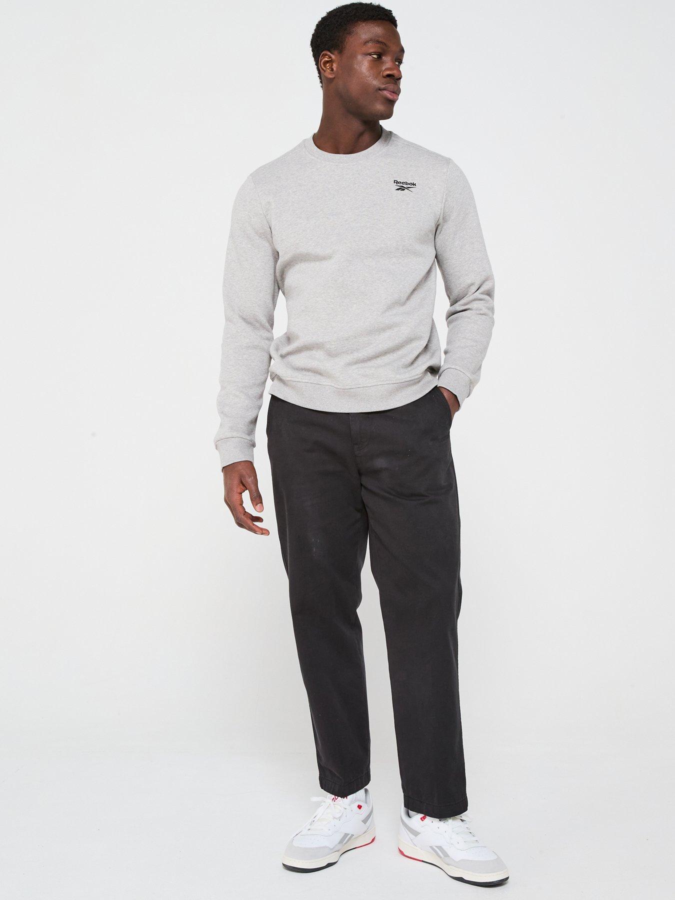  image of reebok-mens-identity-small-logo-fleece-sweatshirt-grey