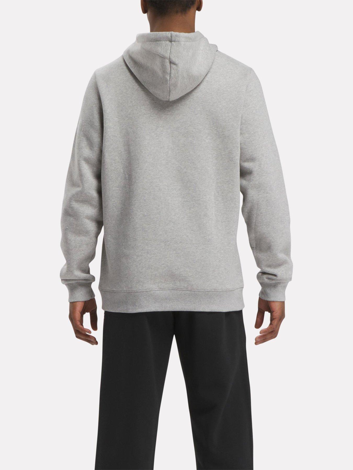  image of reebok-mens-identity-small-logo-fleece-hoodie-grey