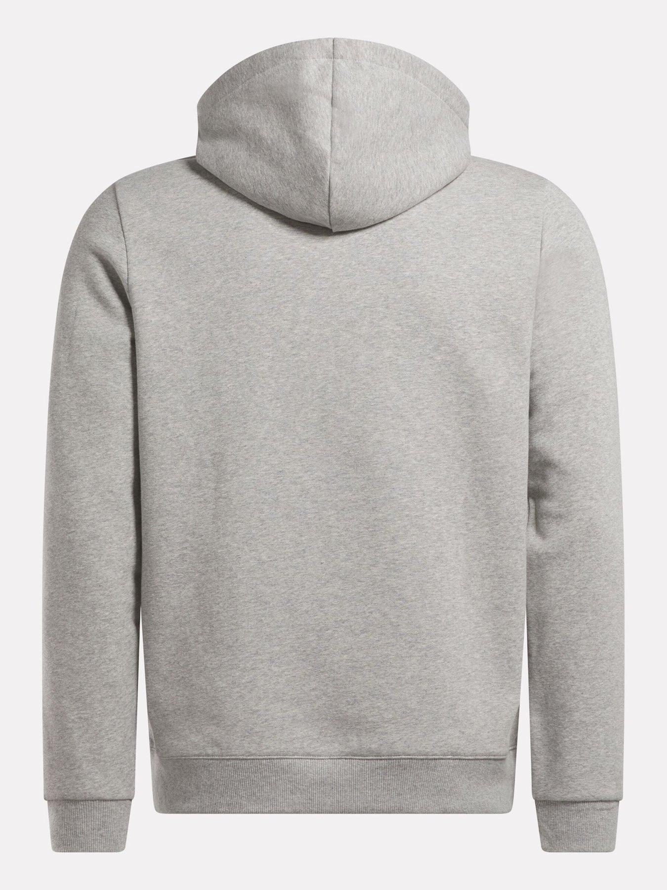  image of reebok-mens-identity-small-logo-fleece-hoodie-grey