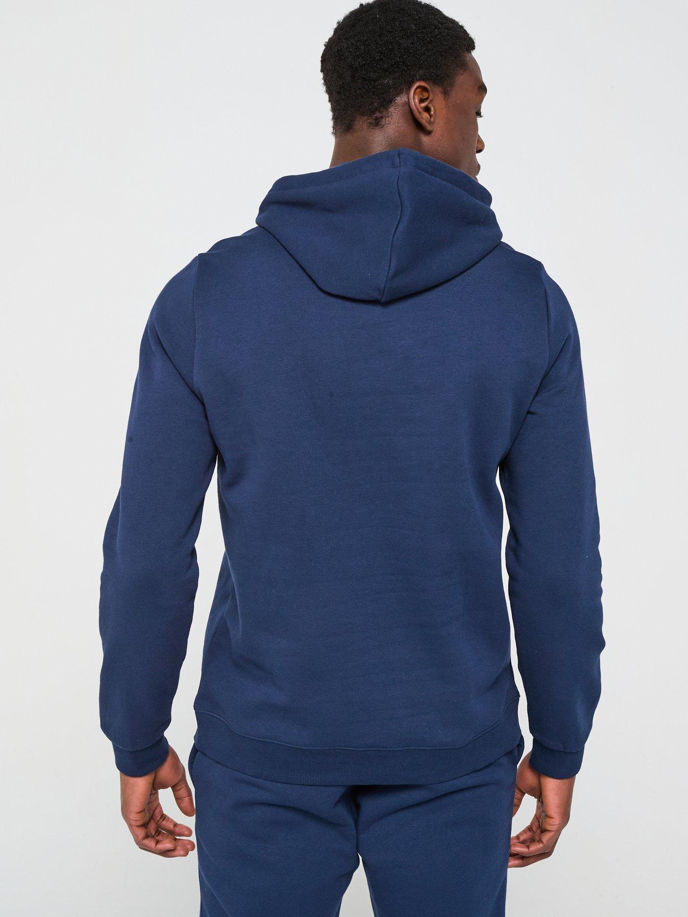  image of reebok-mens-identity-small-logo-fleece-hoodie-navy