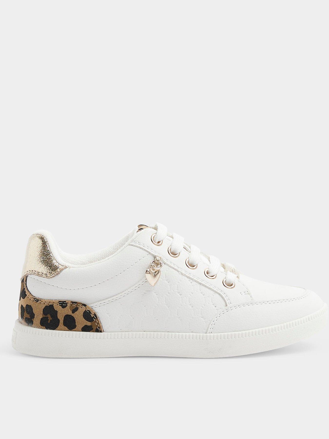 River Island Older Girl Leopard Print Trainers White littlewoods