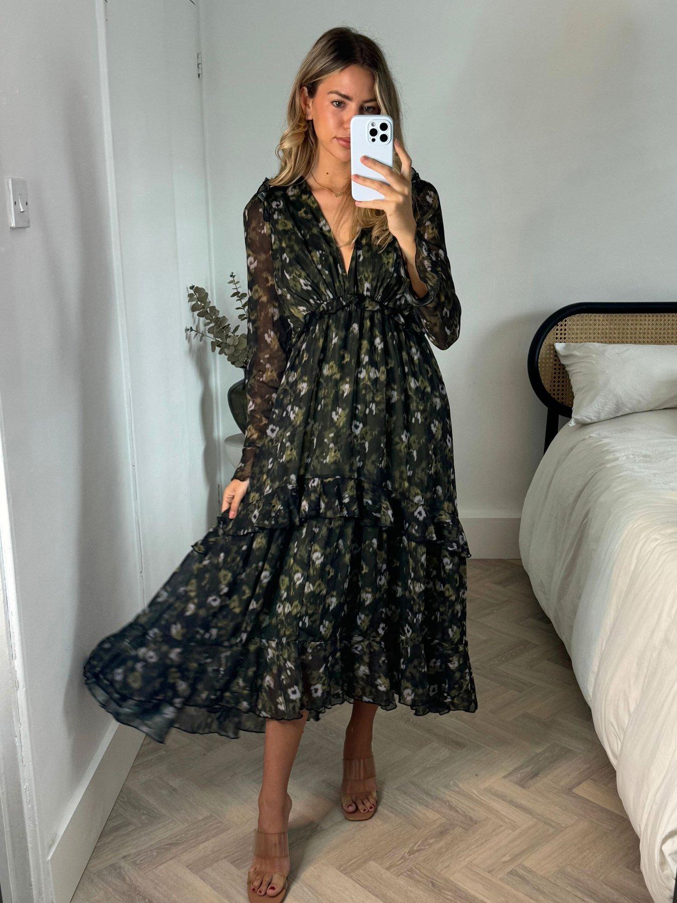 undefined Floral Print Maxi Dress - Green