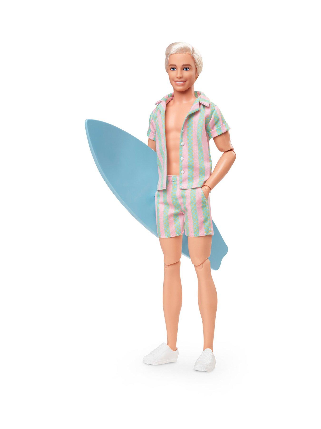 Barbie The Movie Ken Doll Wearing Pastel Striped Beach Matching Set