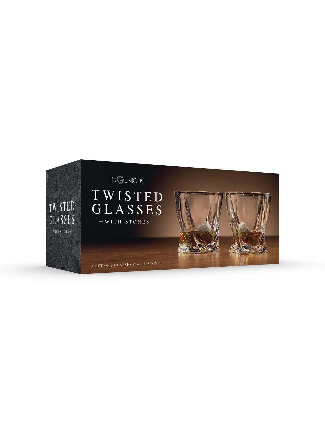 Image 5 of 5 of MenKind Twisted Glasses set of 2 with Ice Stones