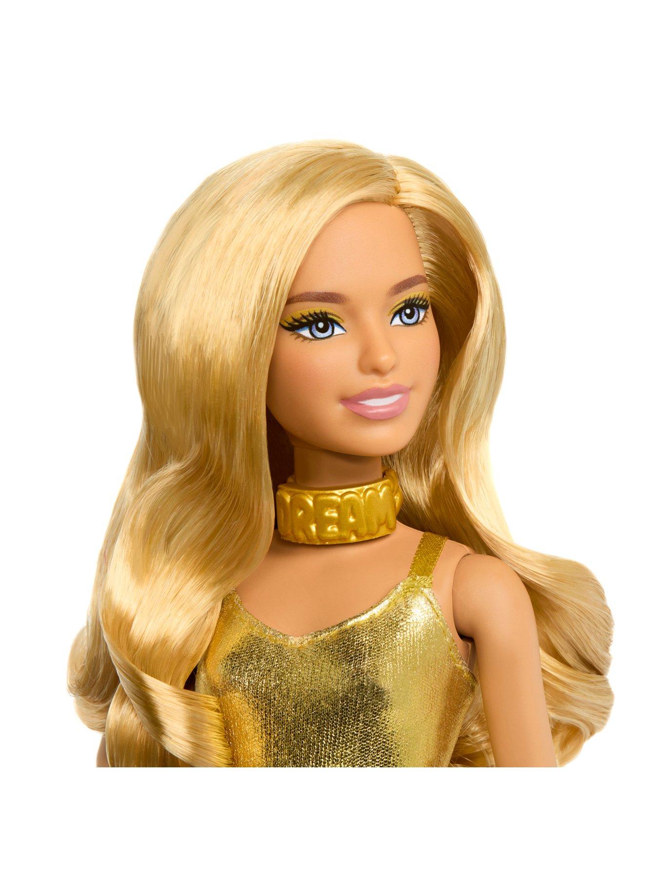 Image 4 of 7 of Barbie Fashionistas Doll #222, Petite with Blonde Wavy Hair, Golden Jumpsuit