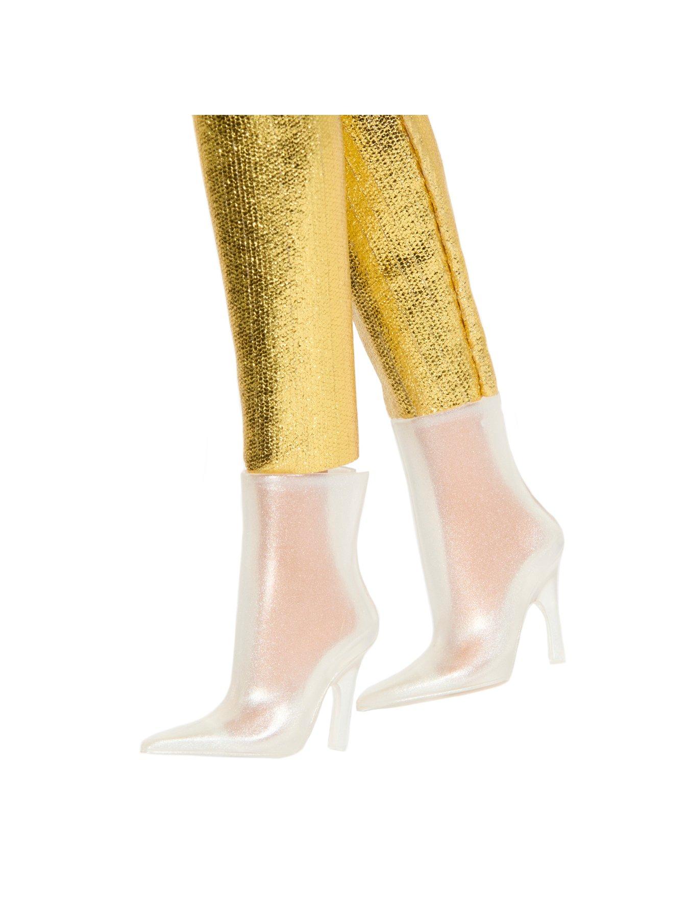 Image 5 of 7 of Barbie Fashionistas Doll #222, Petite with Blonde Wavy Hair, Golden Jumpsuit