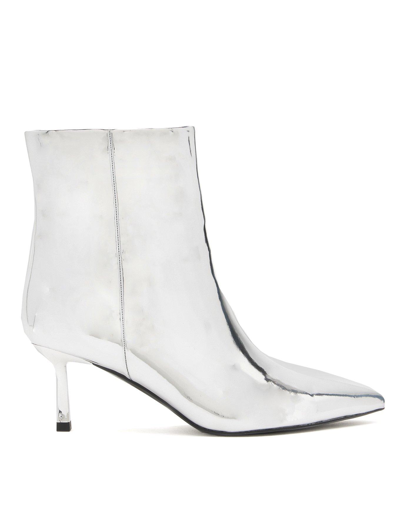 Schuh Brynn Kitten Heel Boot Silver littlewoods