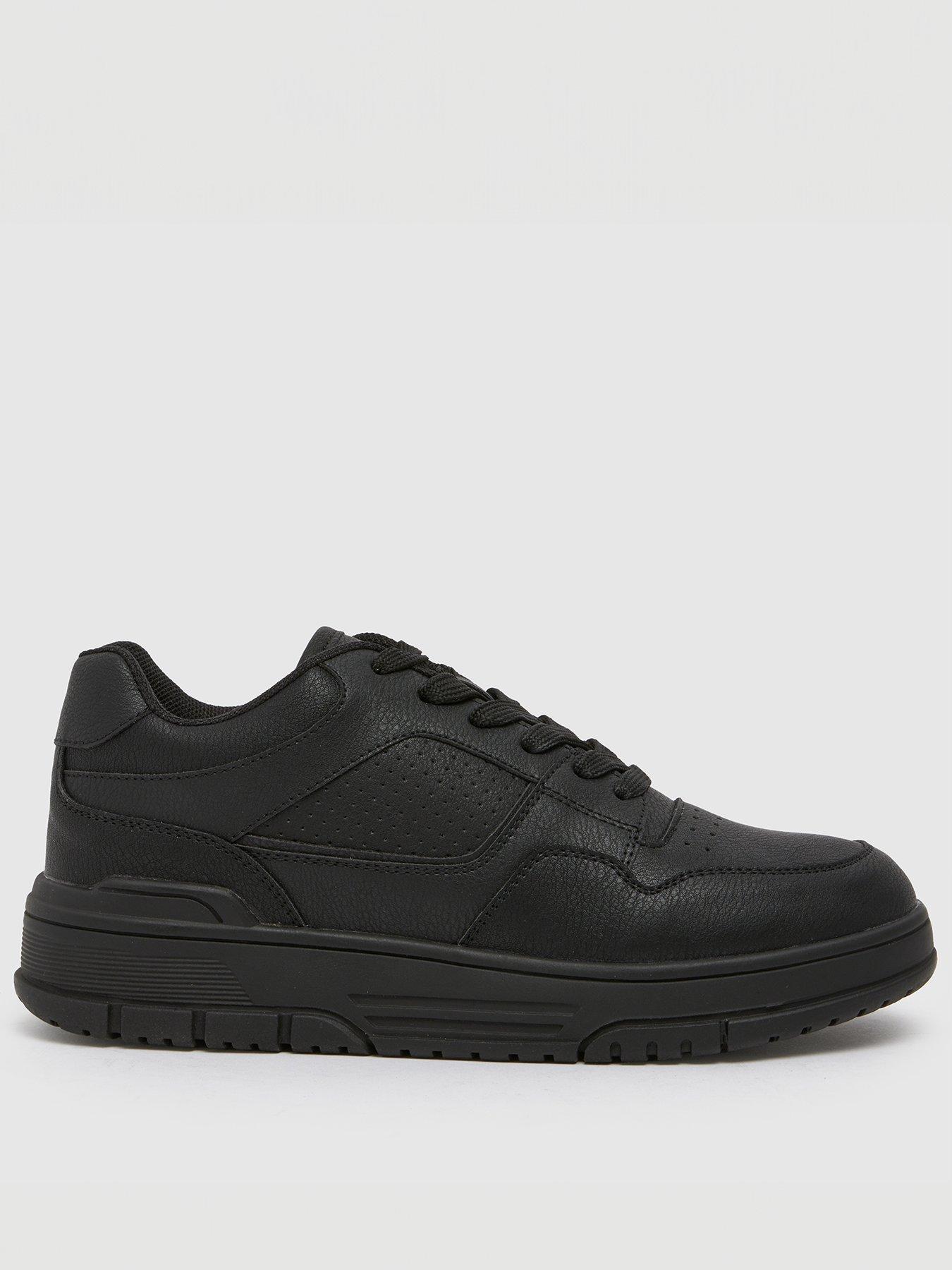  image of schuh-monroe-lace-up-trainer-black