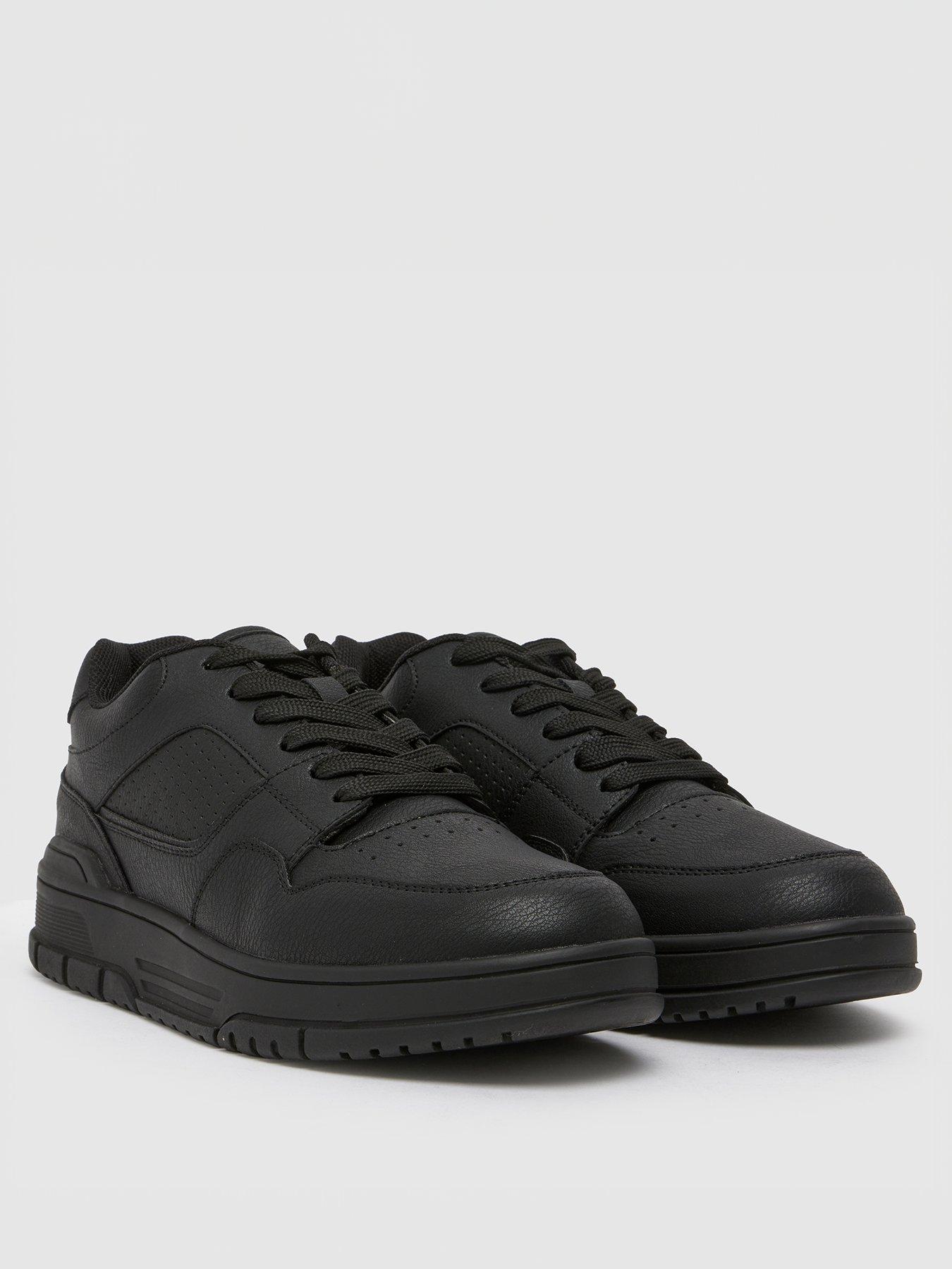  image of schuh-monroe-lace-up-trainer-black