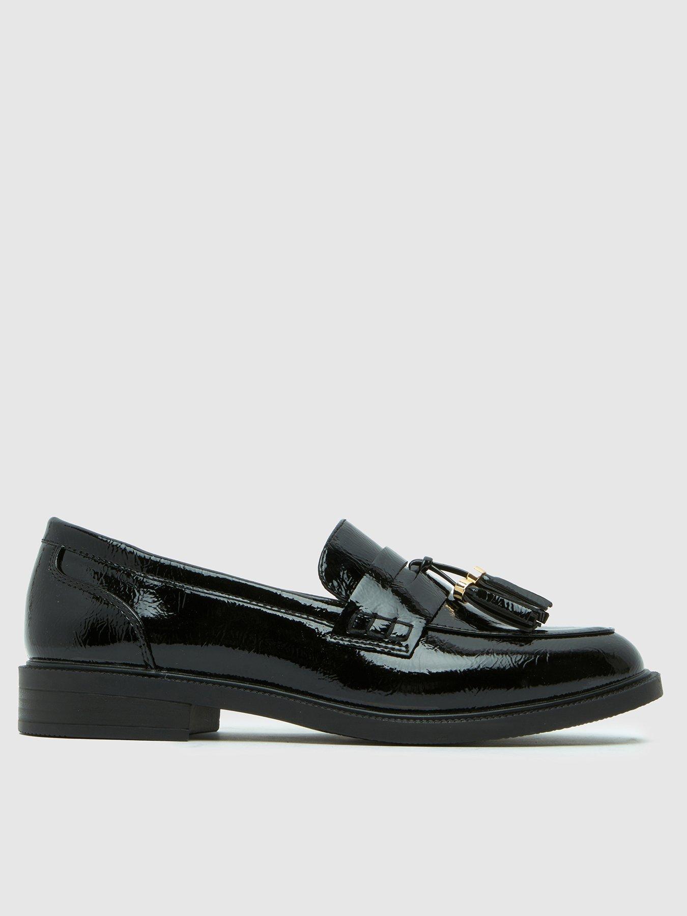 schuh-wide-fit-layne-patent-tassel-loafer-black