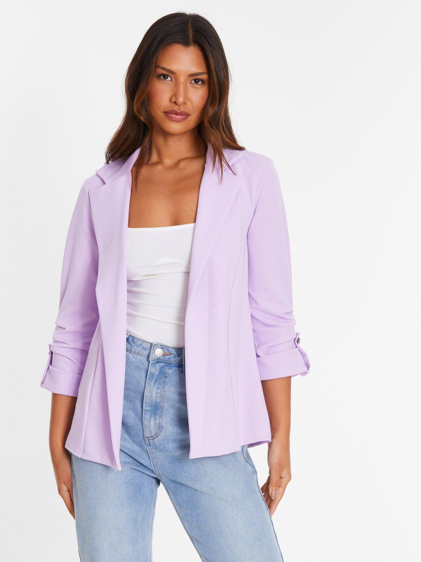 undefined Lilac Ruched Sleeve Tailored Blazer