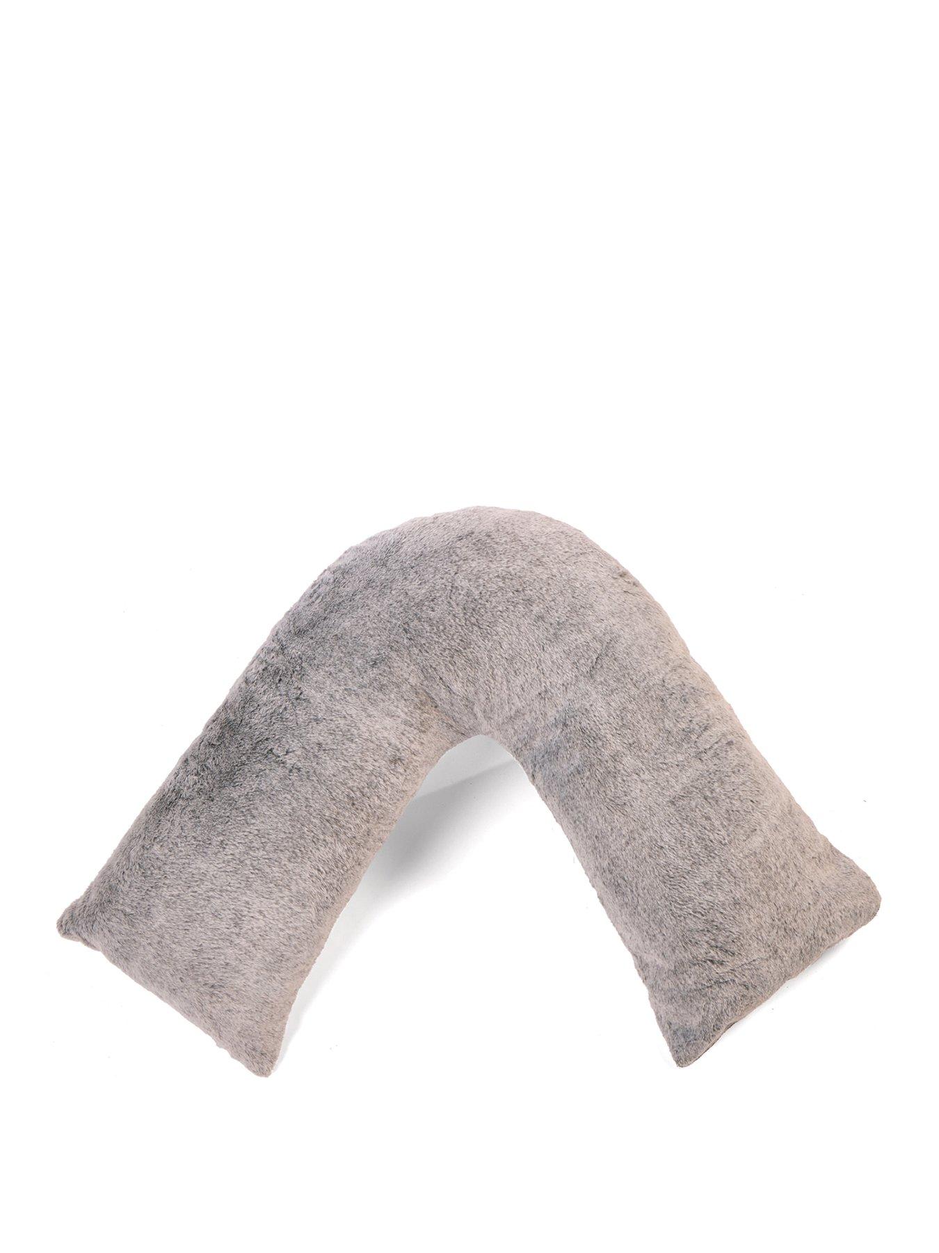 Image 2 of 4 of The Very Collection Luxury Faux Fur V Shaped Pillow - Grey