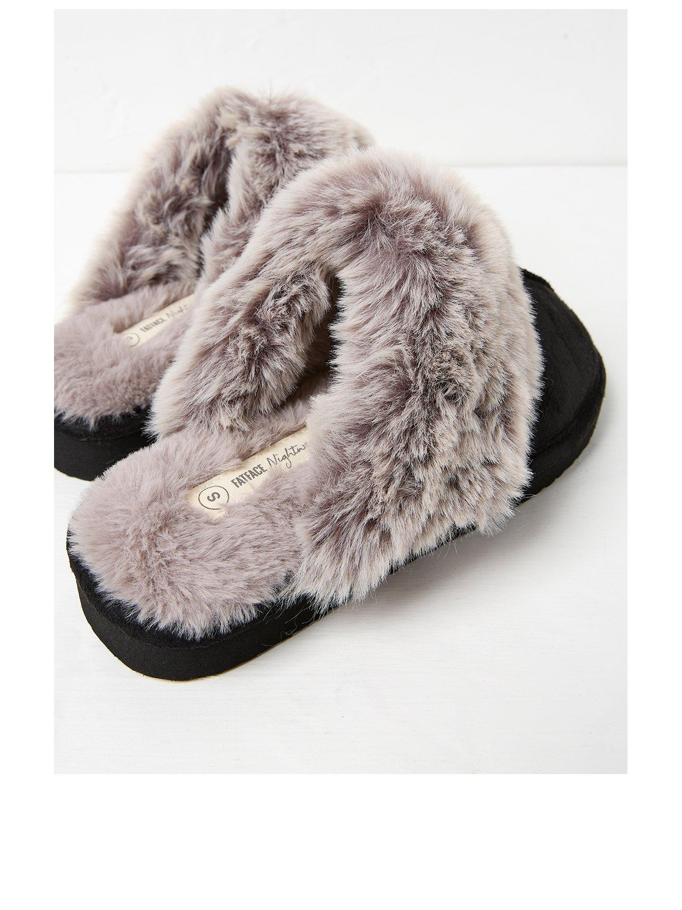  image of fatface-kaia-fur-cuff-mule-slipper-black