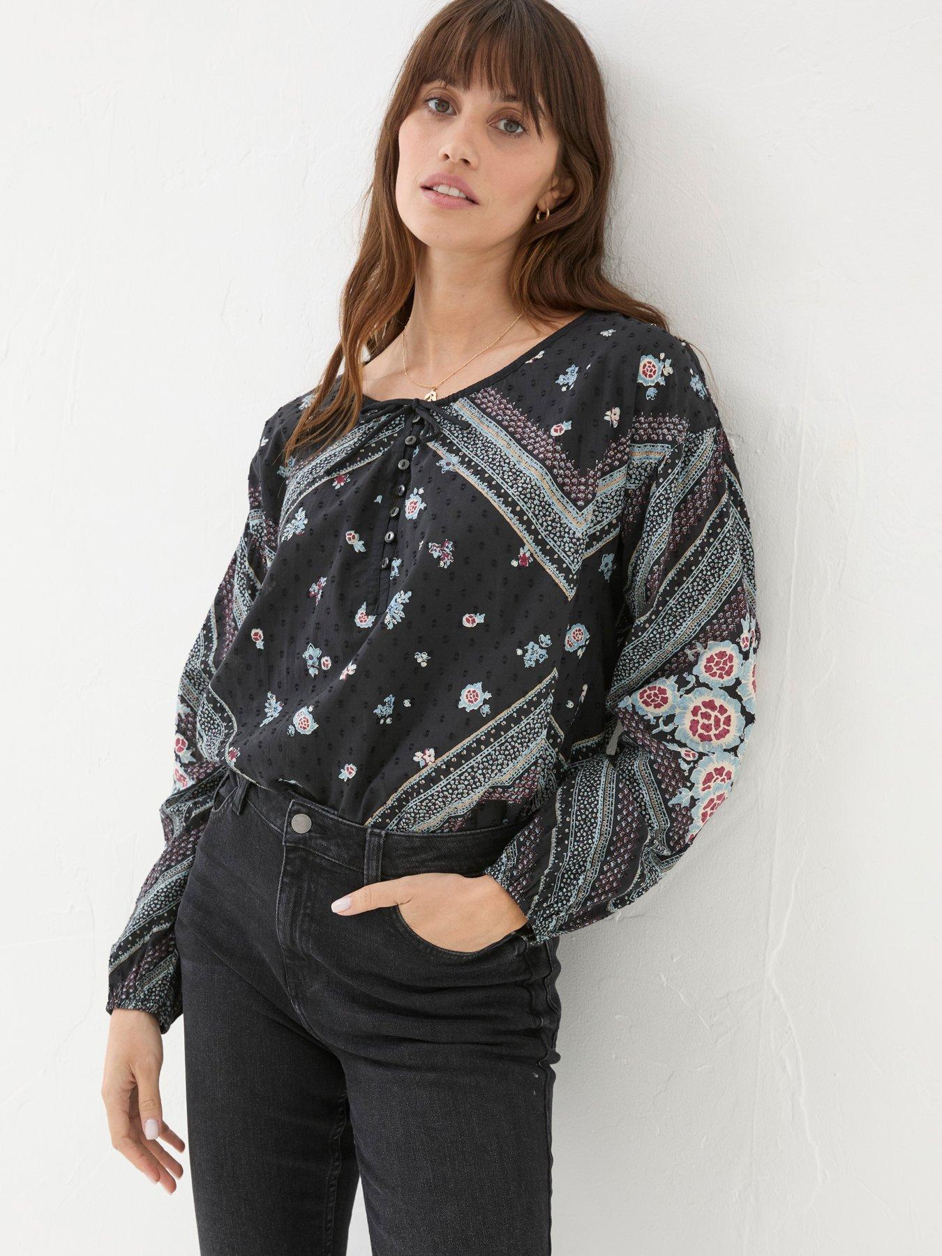 undefined Ishana Frontier Placement Blouse - Black
