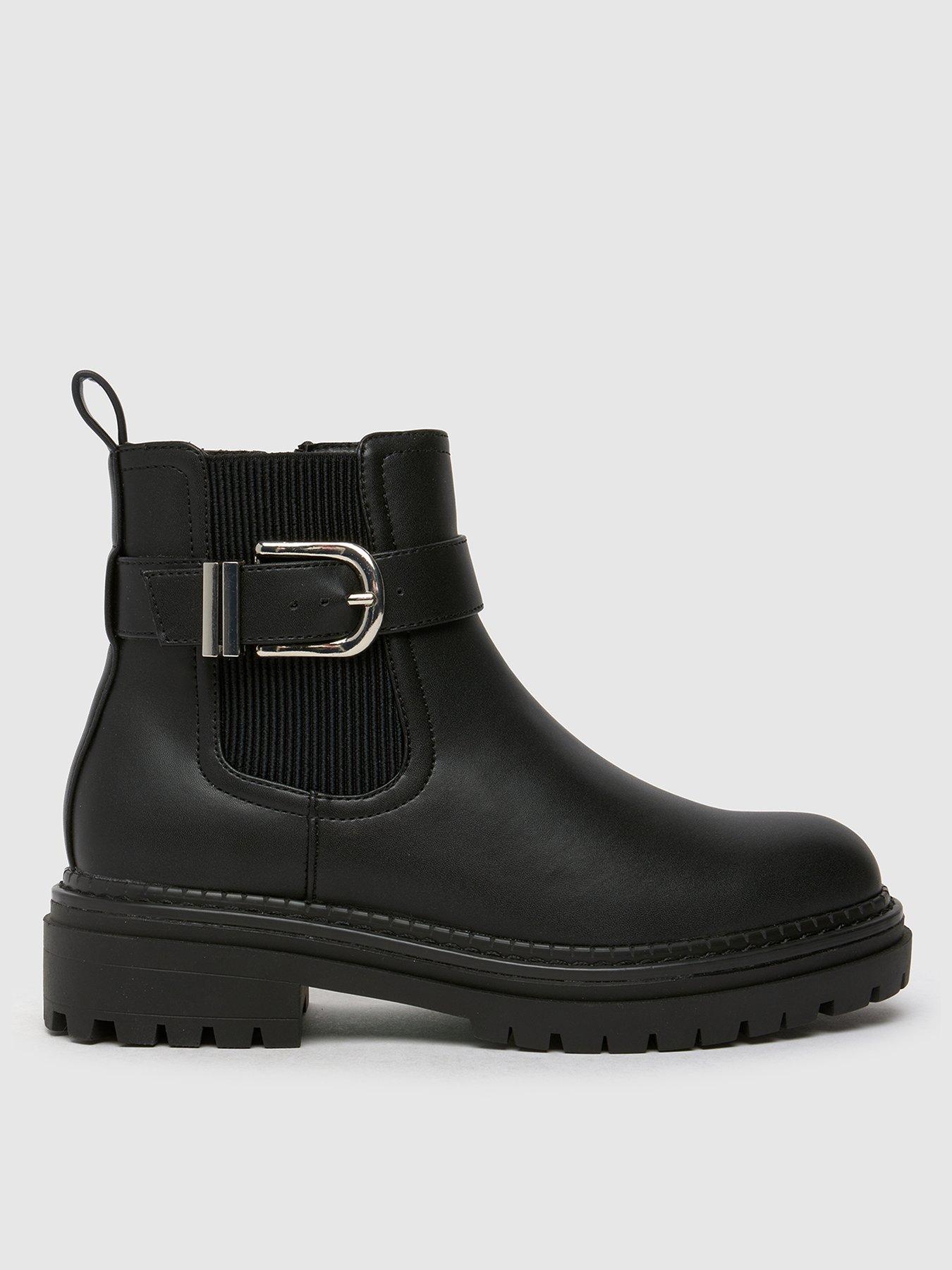 River Island Chunky Buckled Ankle Boot Black littlewoods