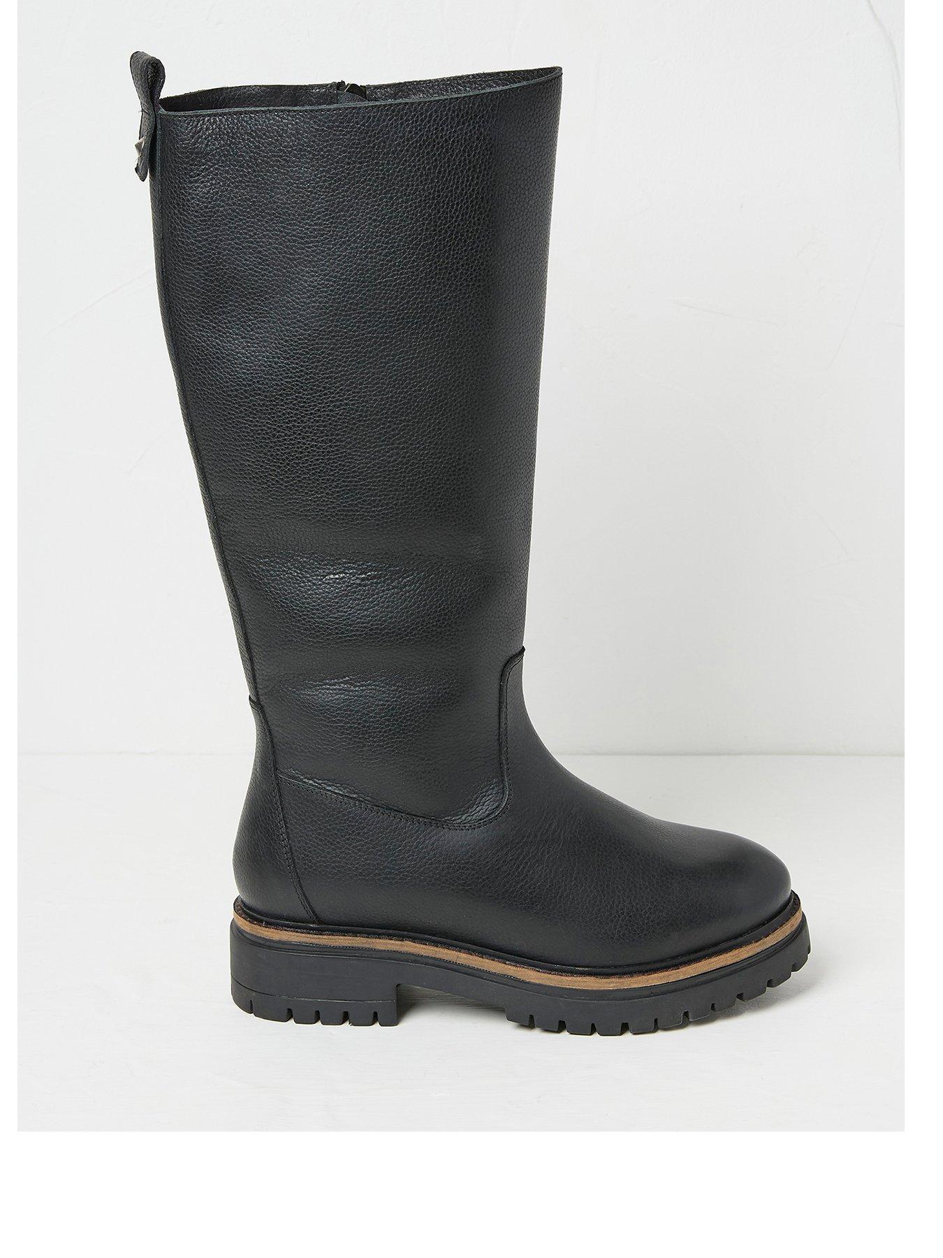 FatFace Emmy Leather Chunky Riding Boots Black Littlewoods