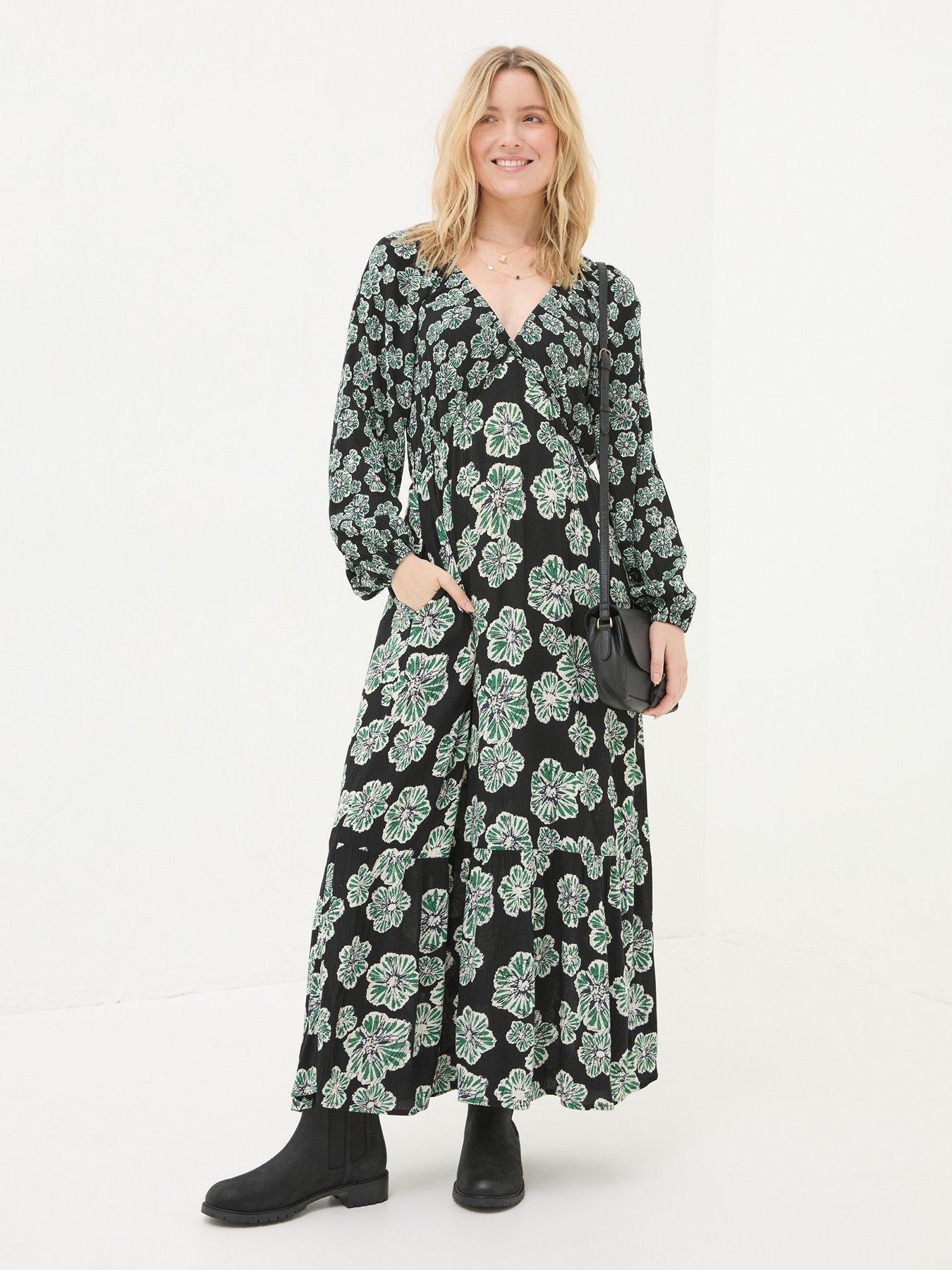 undefined Noelle Spaced Floral Midi Dress - Black