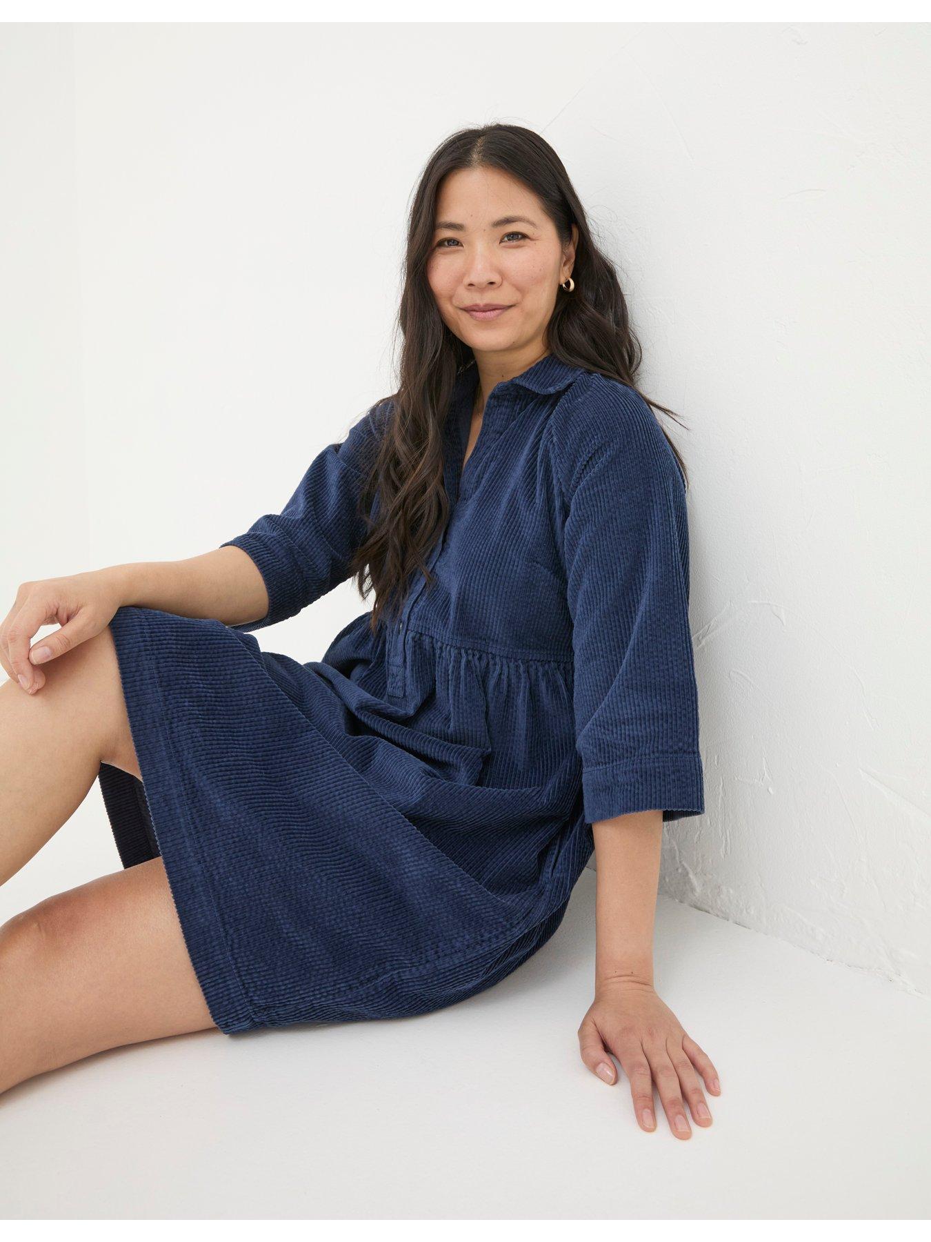 Image 5 of 6 of FatFace Sara Bubble Cord Dress - Navy