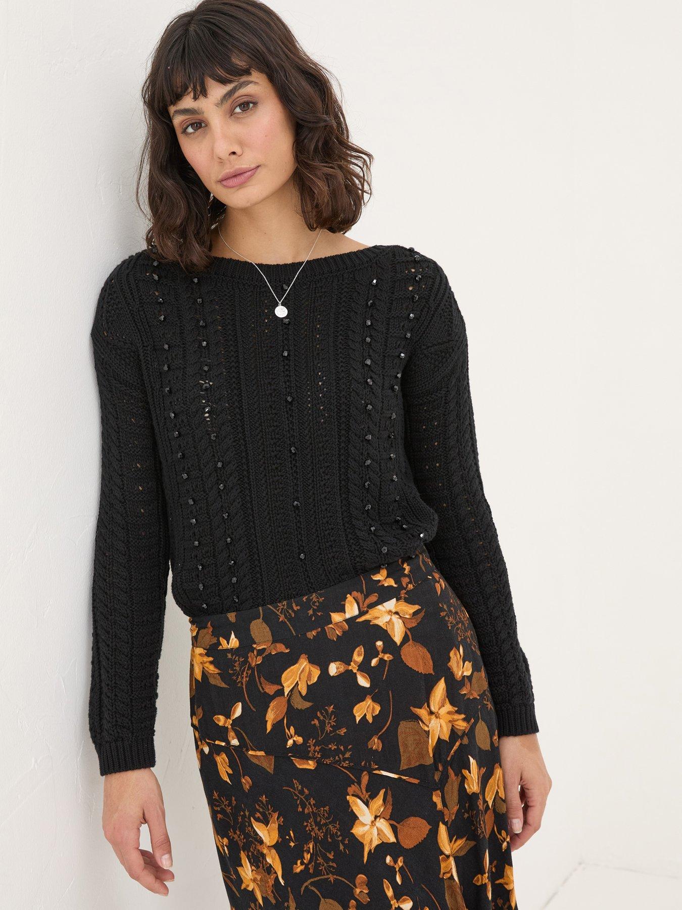  image of fatface-damson-beaded-jumper-black