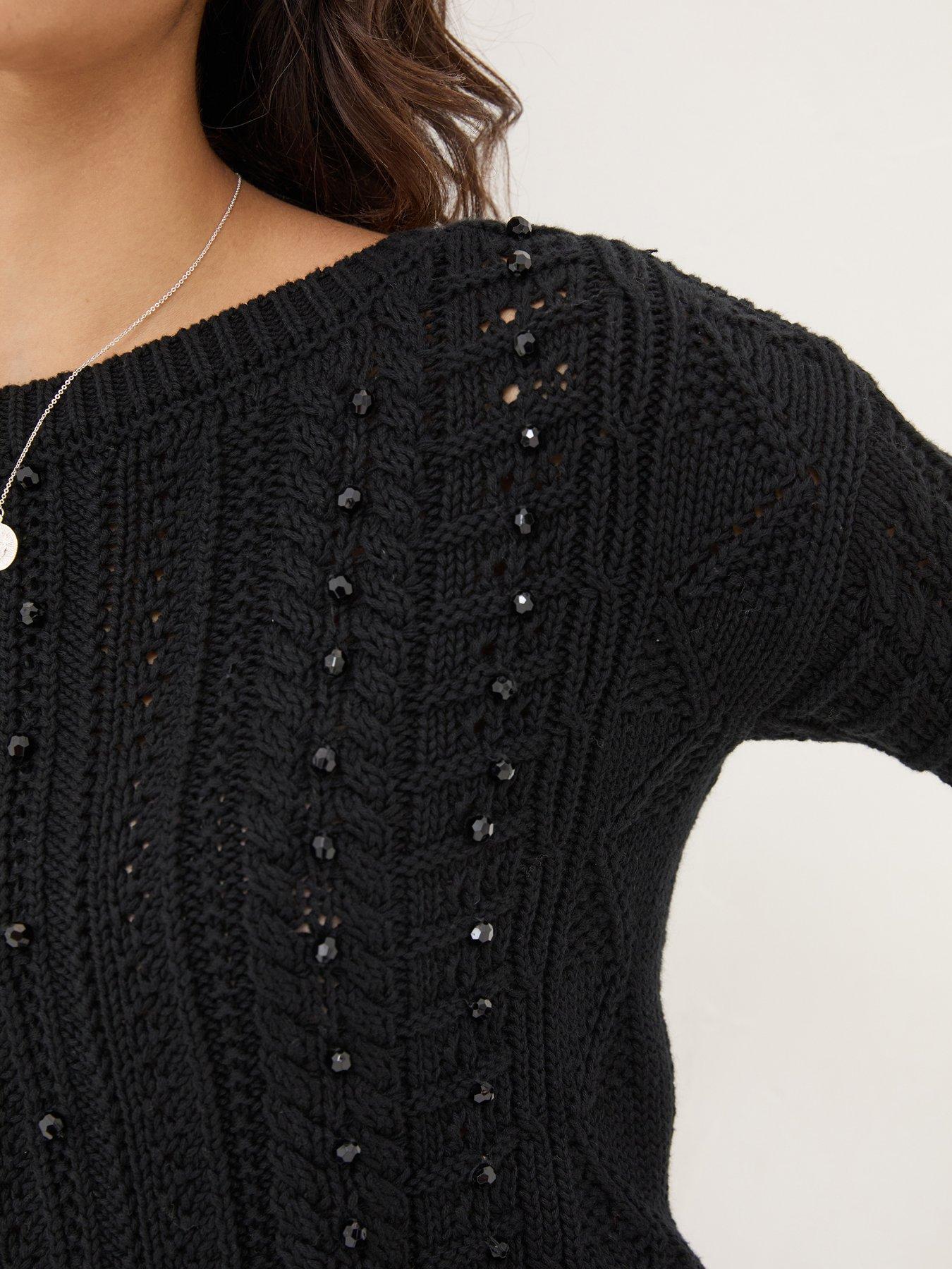  image of fatface-damson-beaded-jumper-black