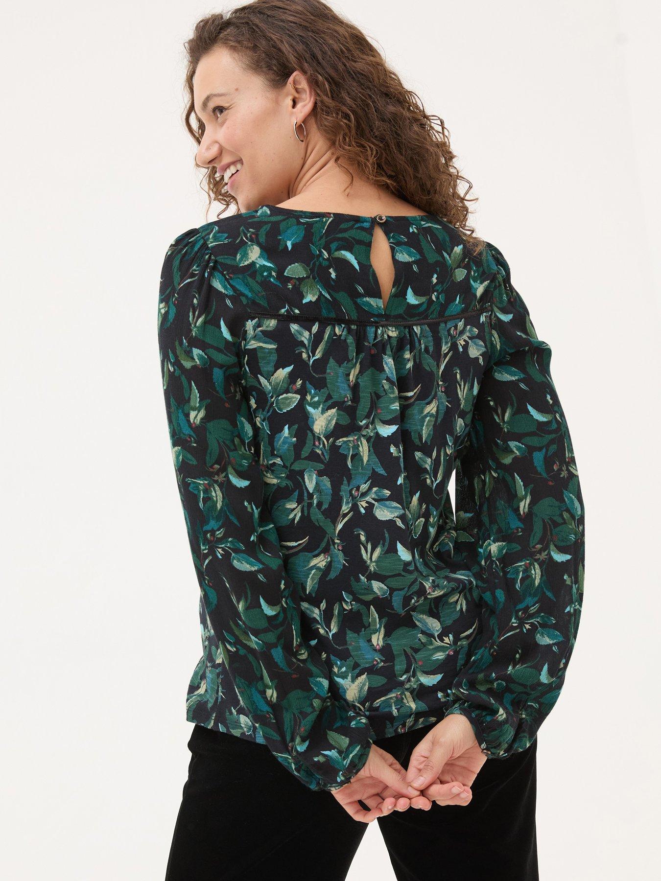  image of fatface-charlee-leaves-top-black