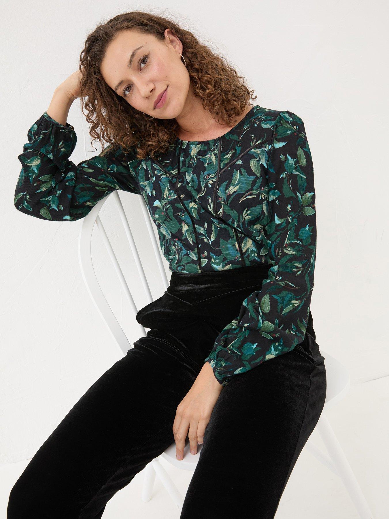 image of fatface-charlee-leaves-top-black