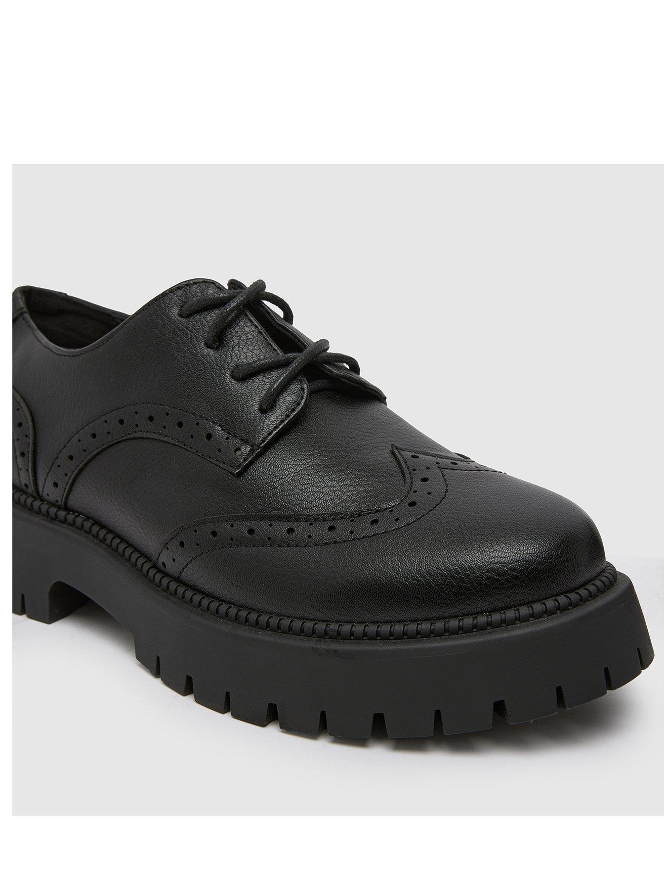  image of schuh-wide-fit-lesley-lace-up-black