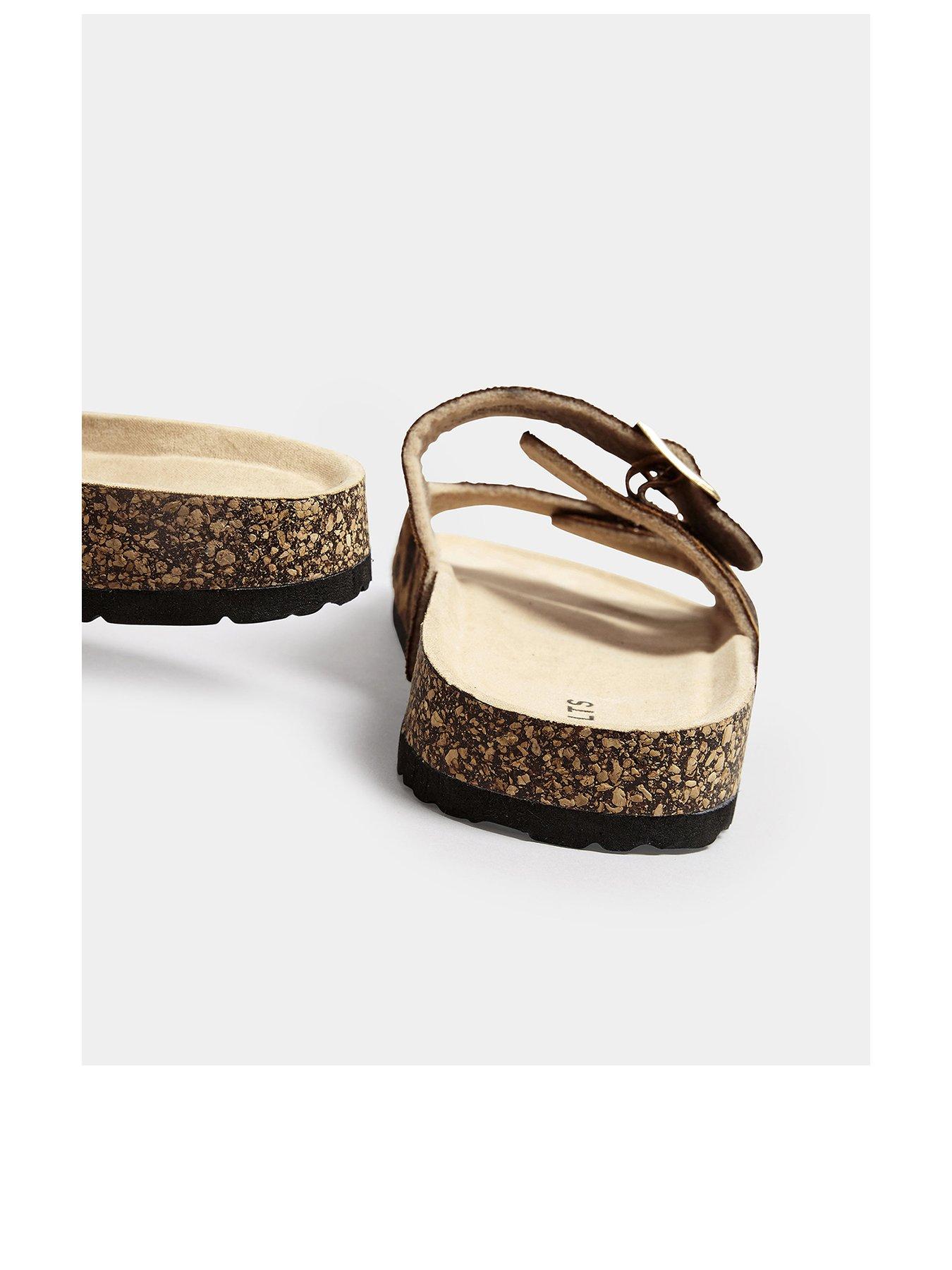  image of yours-extra-wide-fit-leopard-footbed-sandals-brown