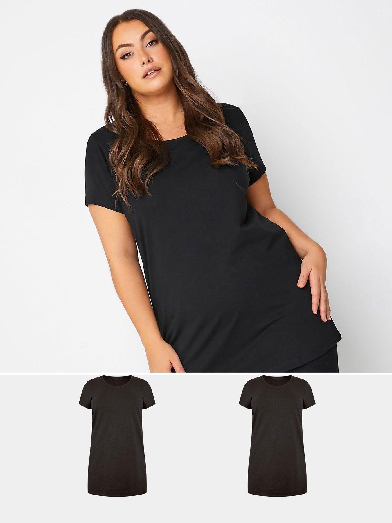 undefined Curve 2 Pack Longline T-Shirts - Black