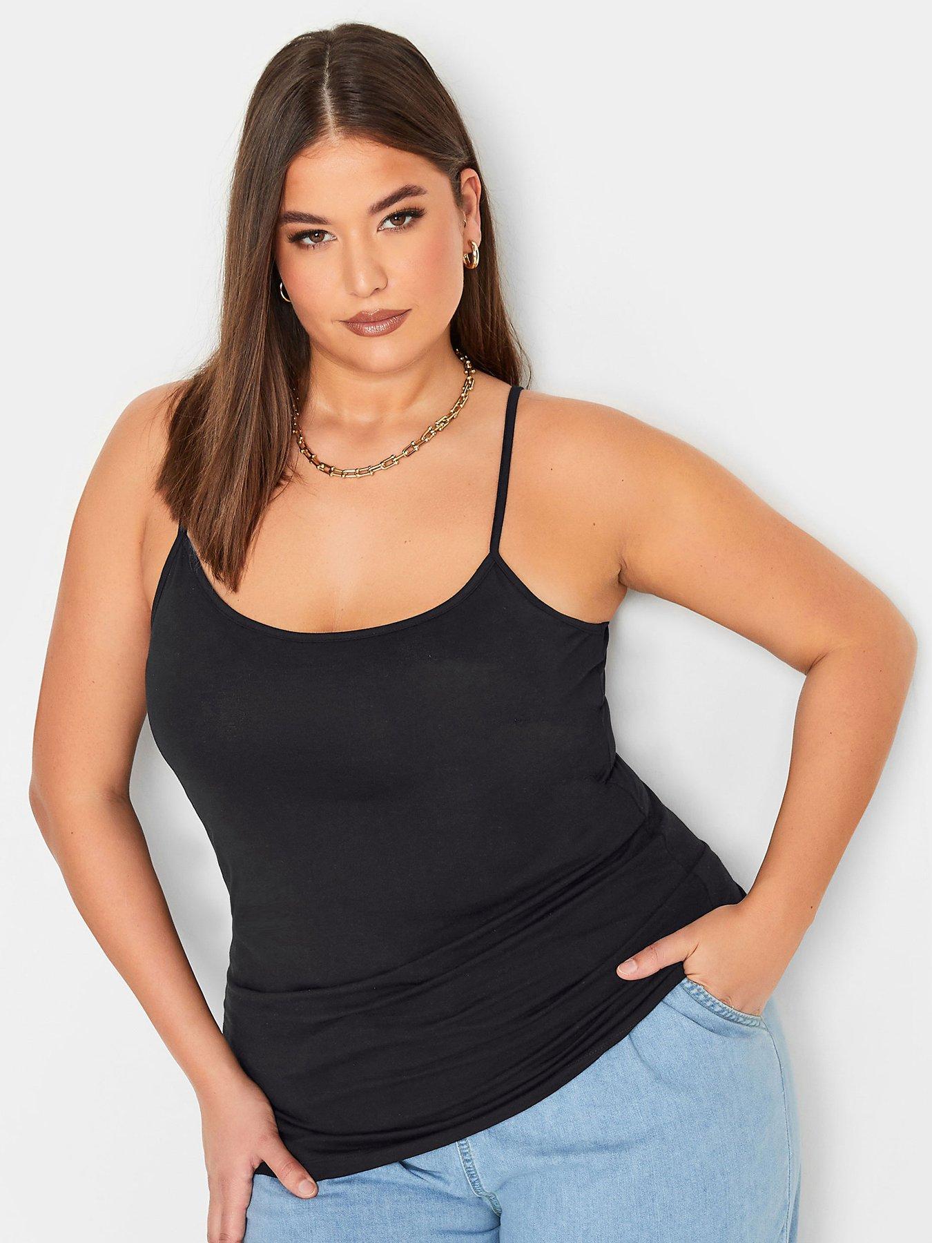  image of yours-curve-2-pack-cami-vests-black
