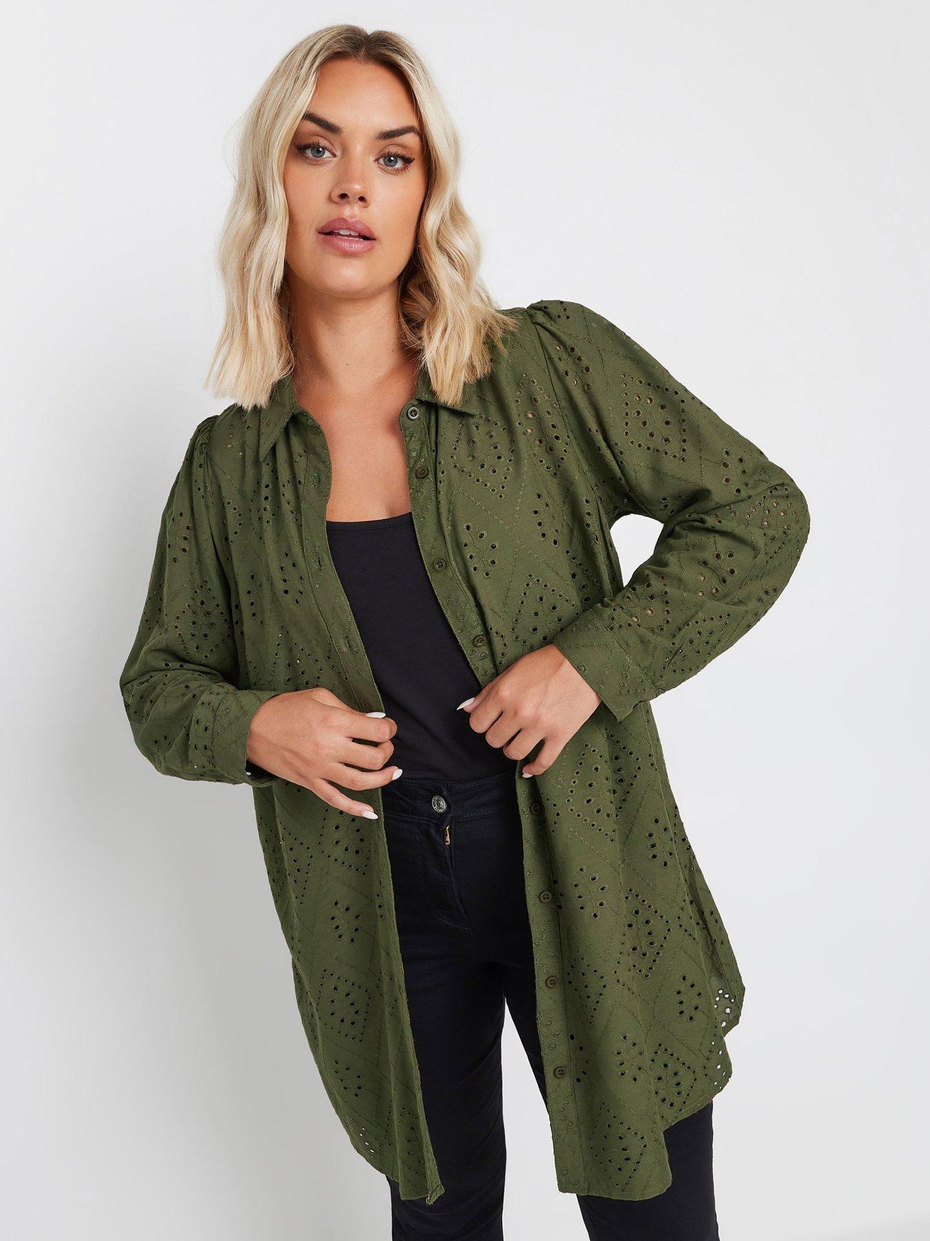  image of yours-curve-broderie-anglaise-shirt-green