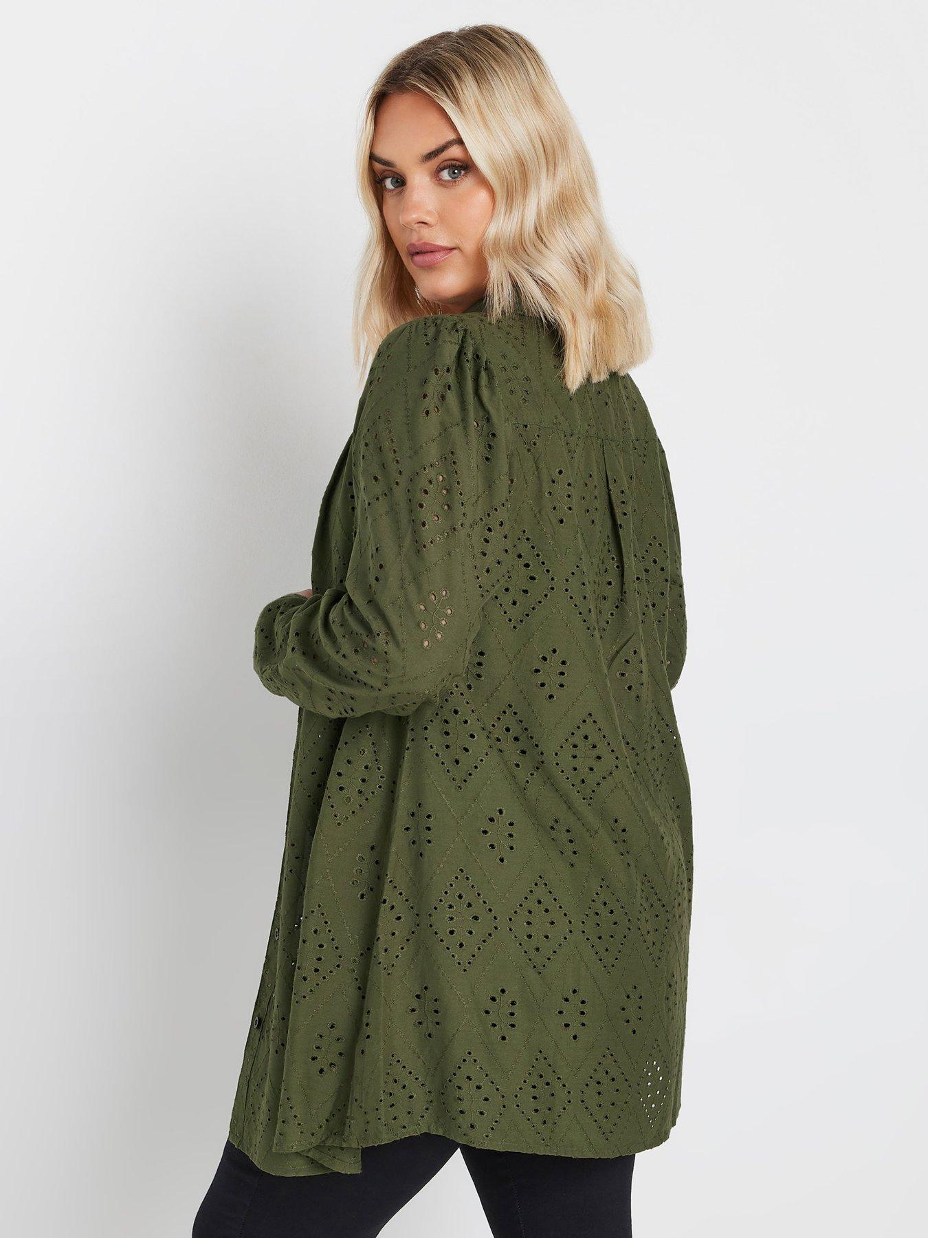  image of yours-curve-broderie-anglaise-shirt-green