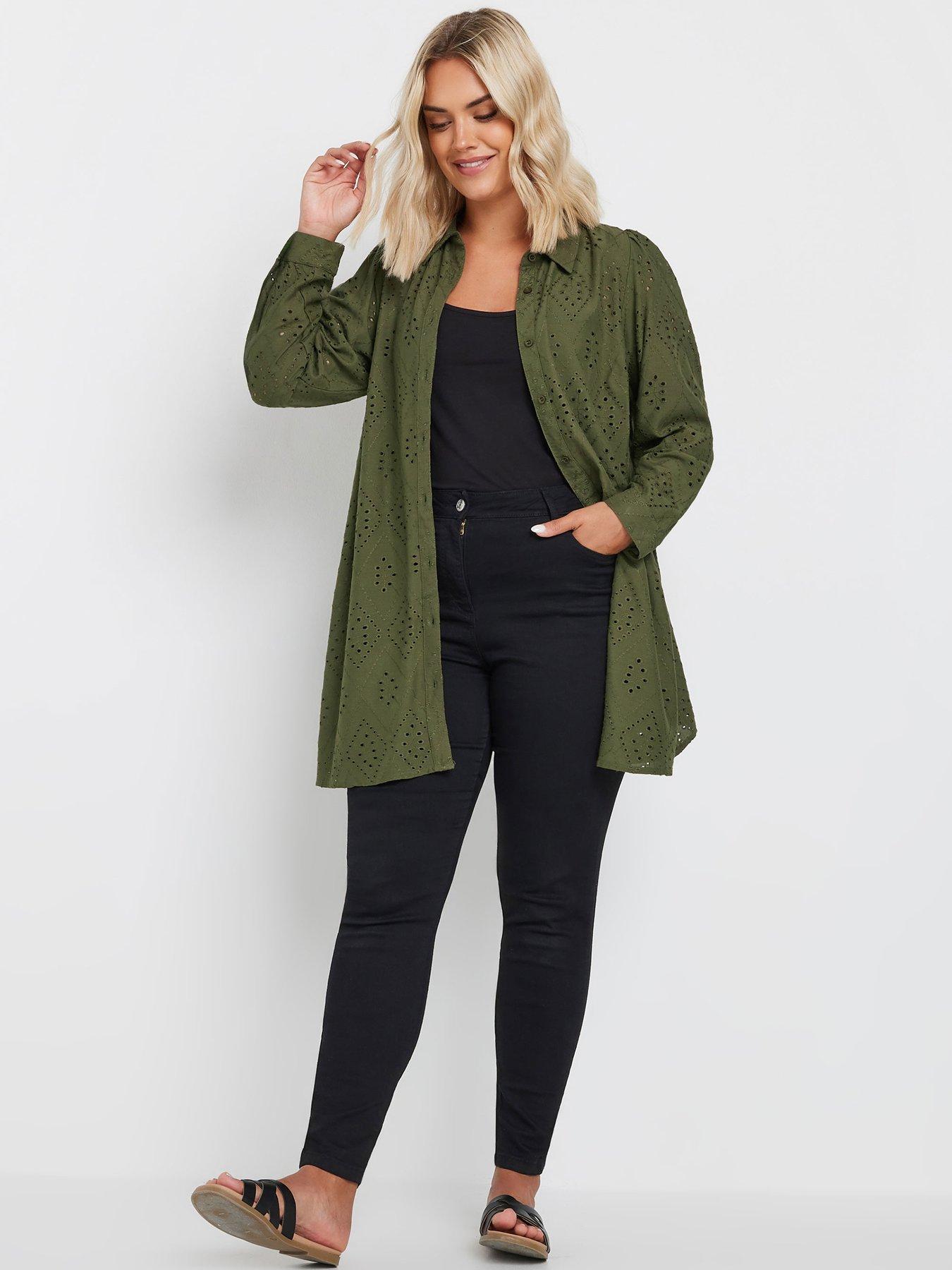  image of yours-curve-broderie-anglaise-shirt-green