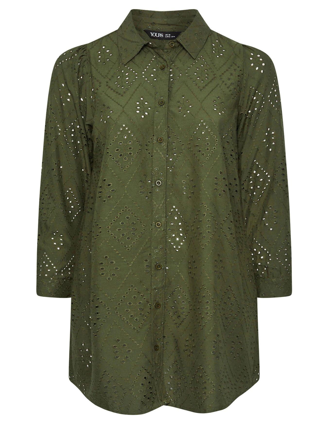  image of yours-curve-broderie-anglaise-shirt-green